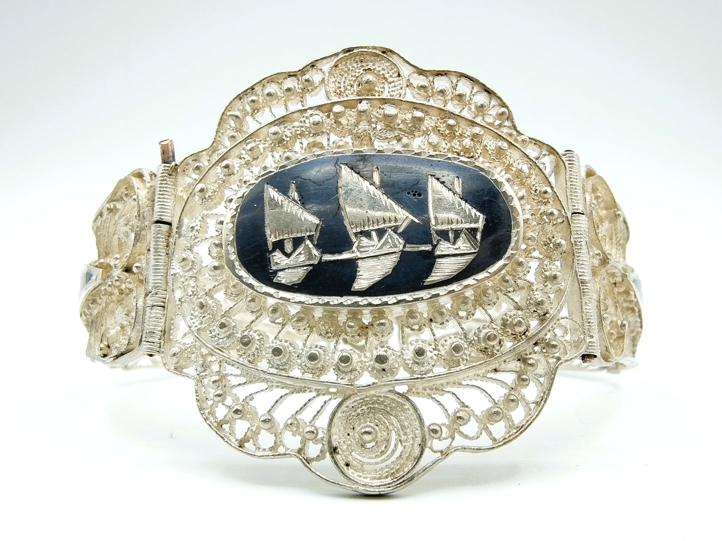 Zilveren armband met nielo inleg, 20 cm.