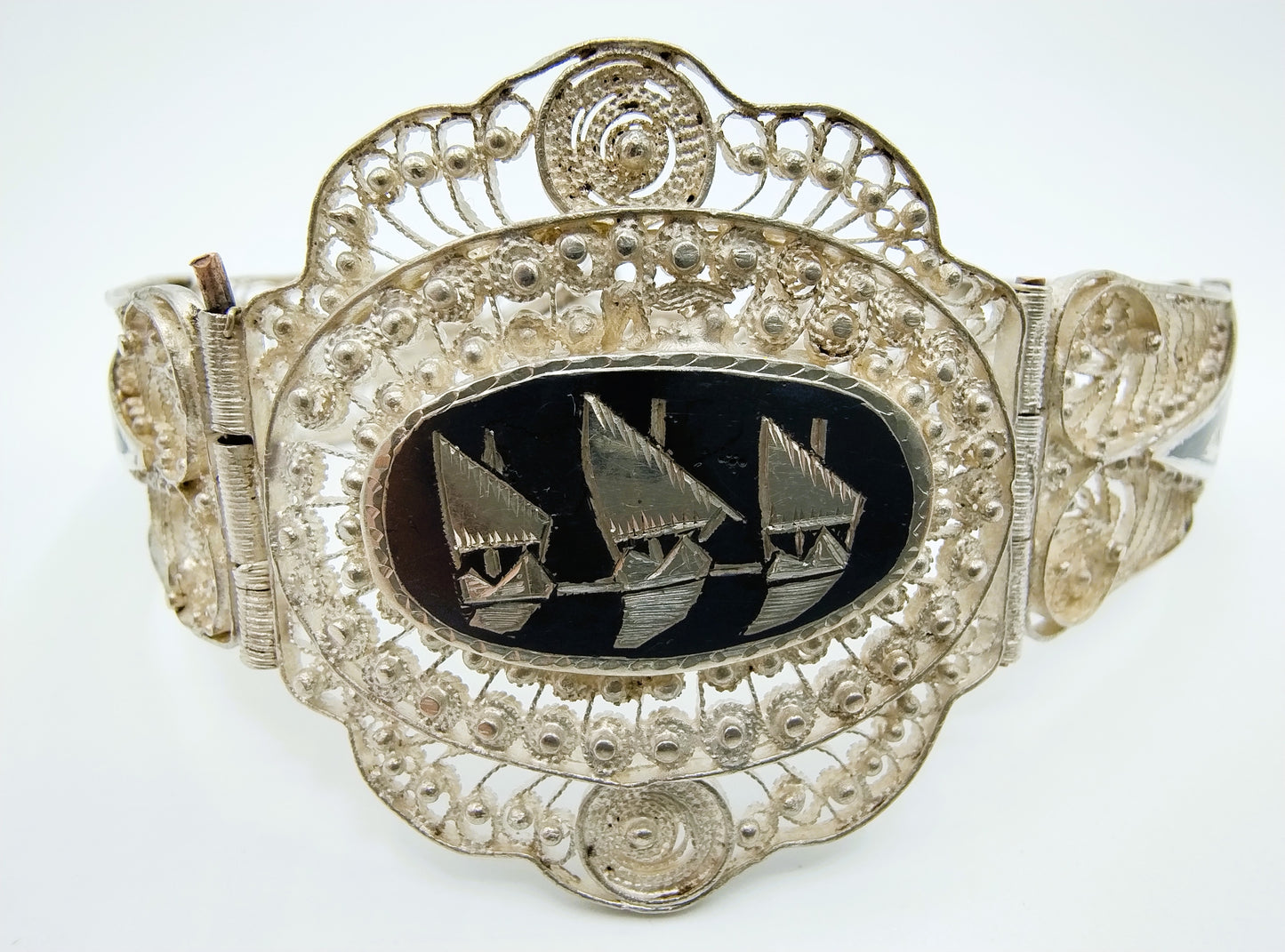 Zilveren armband met nielo inleg, 20 cm.