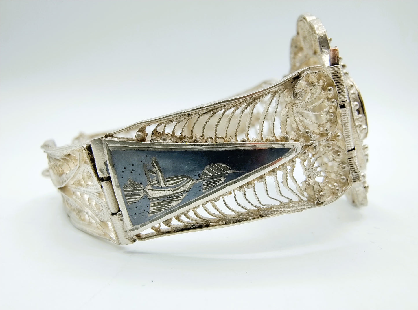 Zilveren armband met nielo inleg, 20 cm.