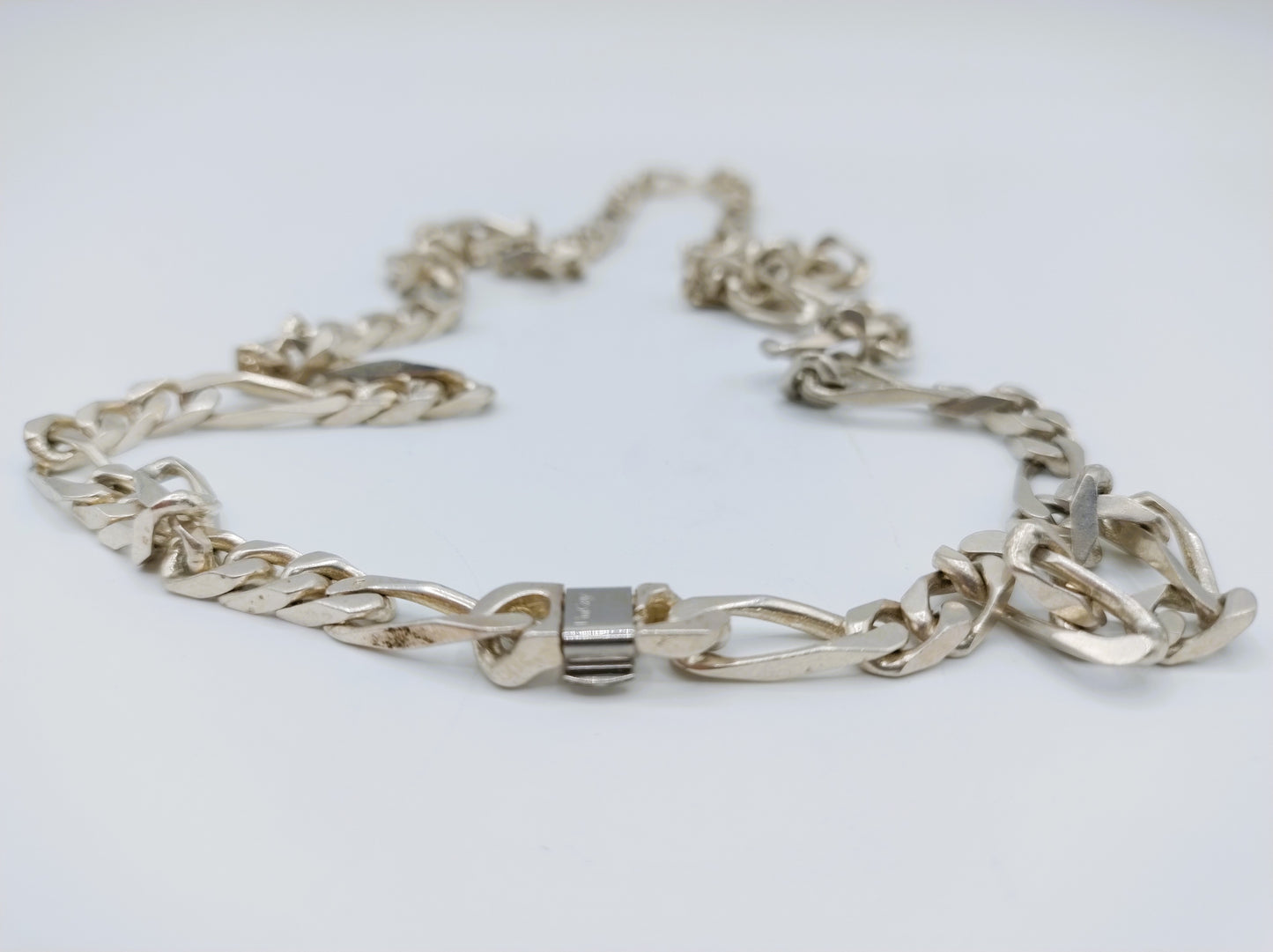 Silver men's chain with figaro link, Dorgay, 70.5 cm (!)