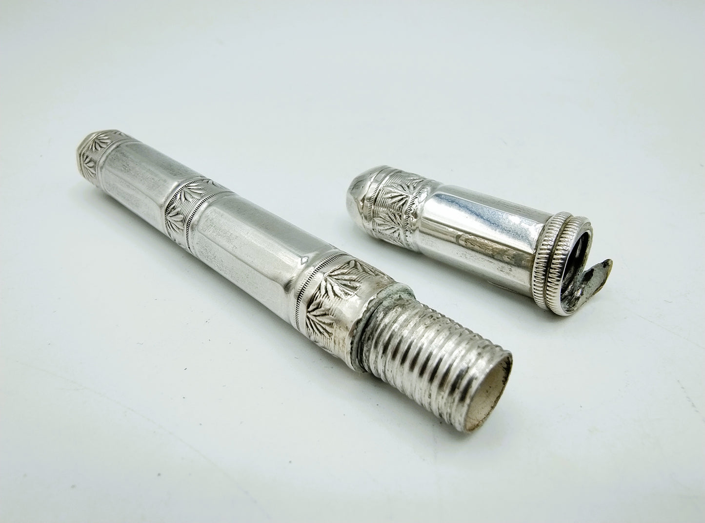 Silver needle case with snake closure, 19th century