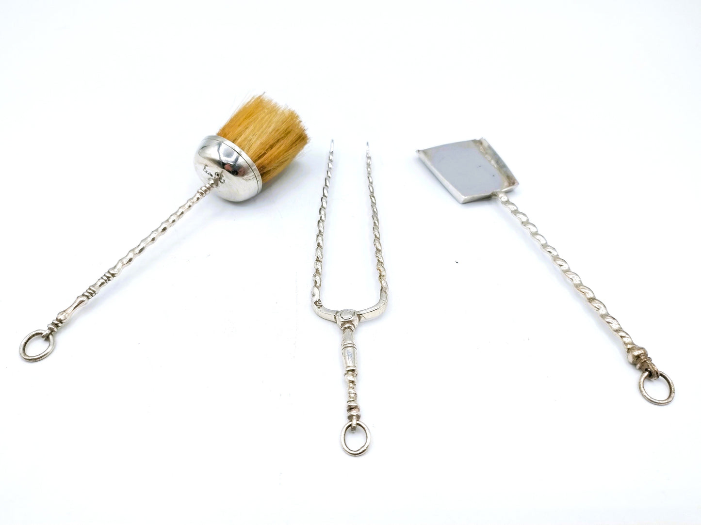 3-piece silver miniature fireplace set, including Jan Borduur, Amsterdam, 1738