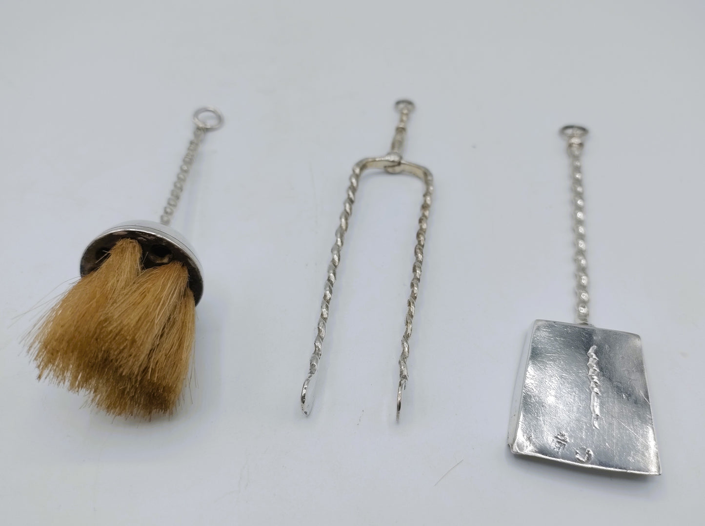 3-piece silver miniature fireplace set, including Jan Borduur, Amsterdam, 1738
