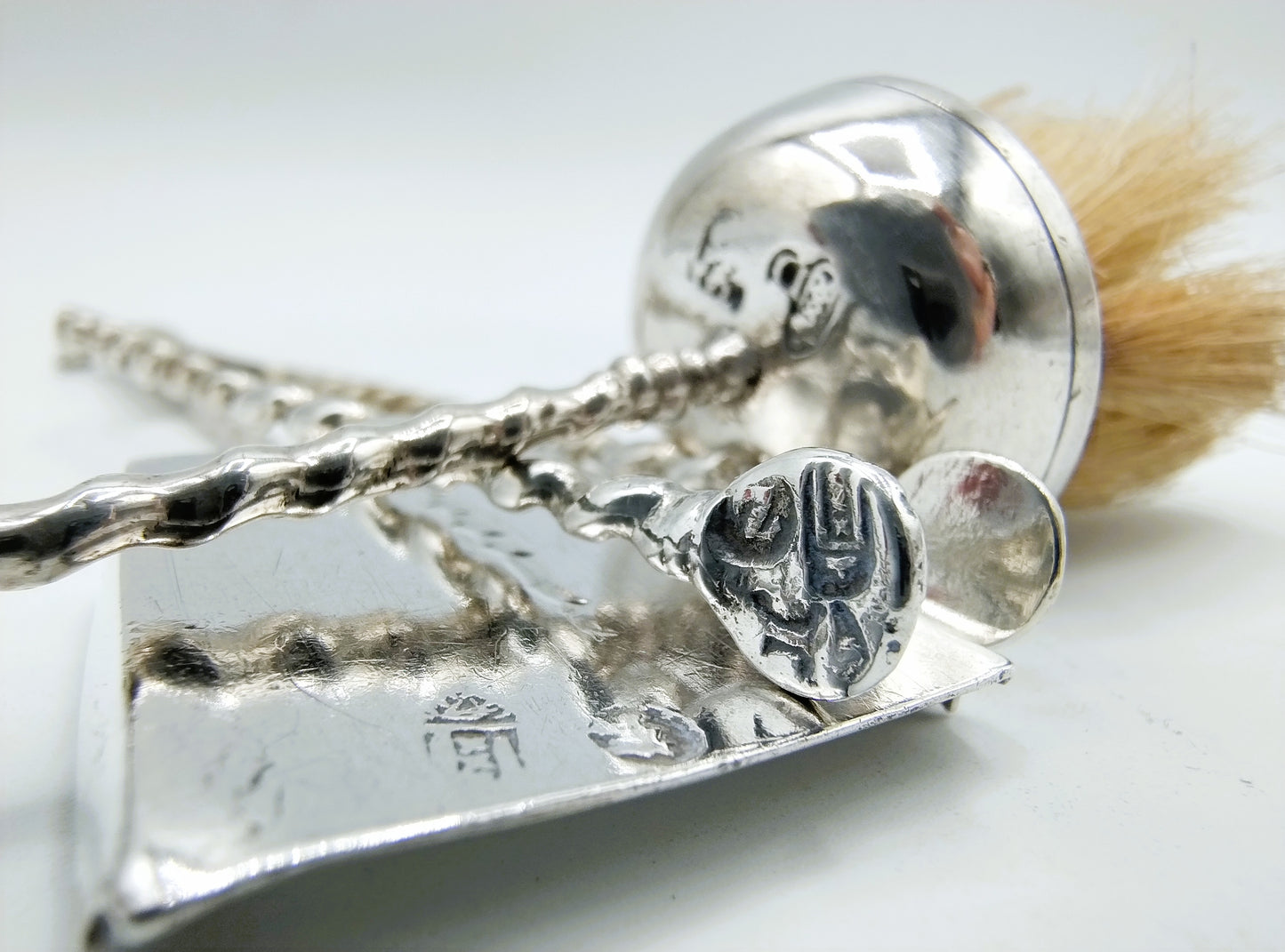 3-piece silver miniature fireplace set, including Jan Borduur, Amsterdam, 1738