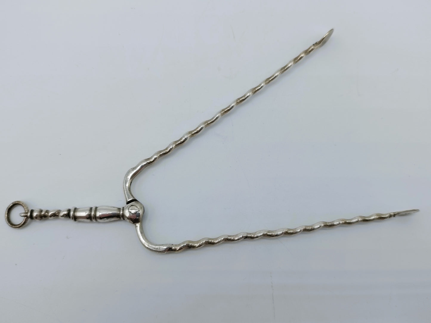 Silver miniature fireplace tongs, A. van Geffen, Amsterdam, 1768