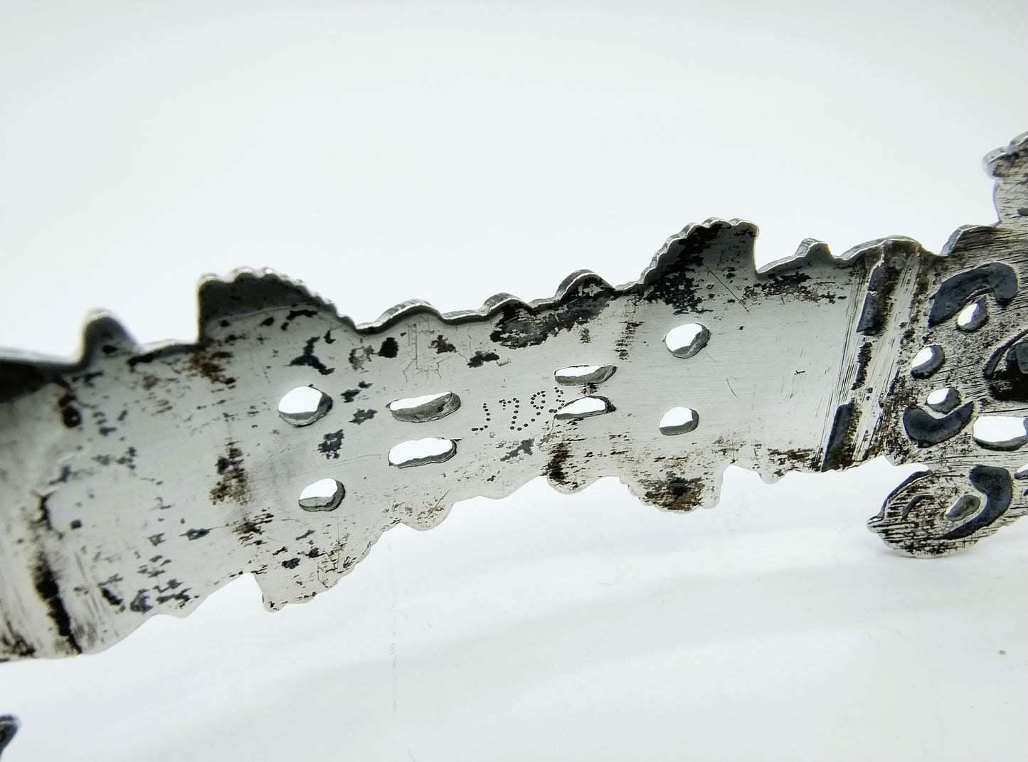Silver handle with Bible locks and rider buttons. J. Andringa, Leeuwarden, 18th century