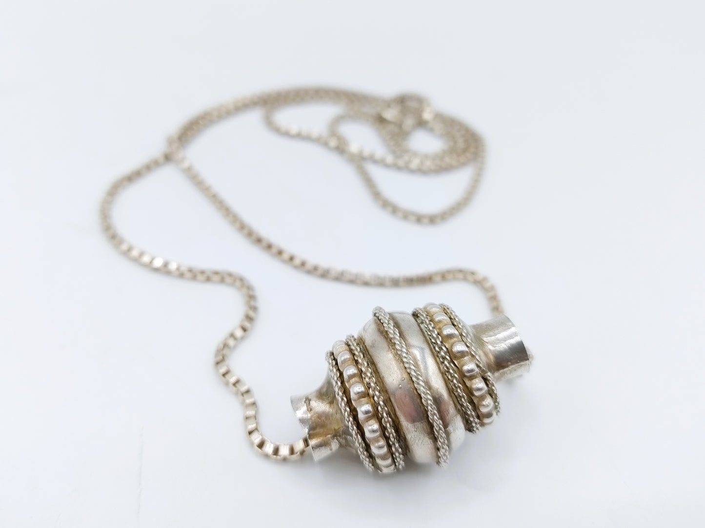 Silver necklace with antique pendant, 71 cm