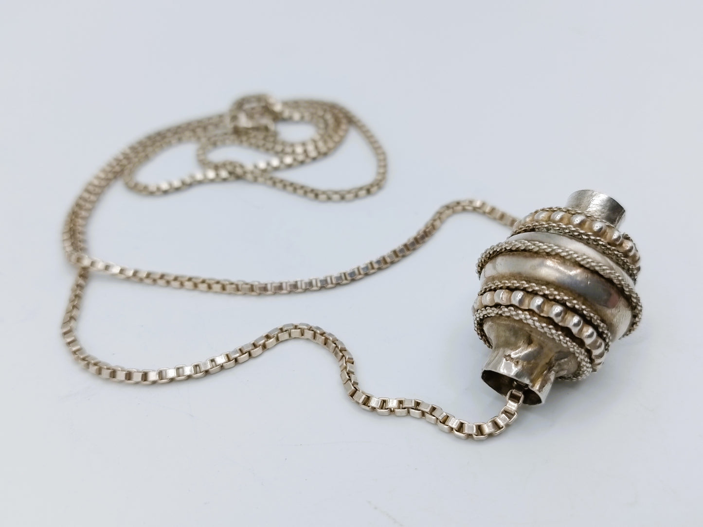 Silver necklace with antique pendant, 71 cm