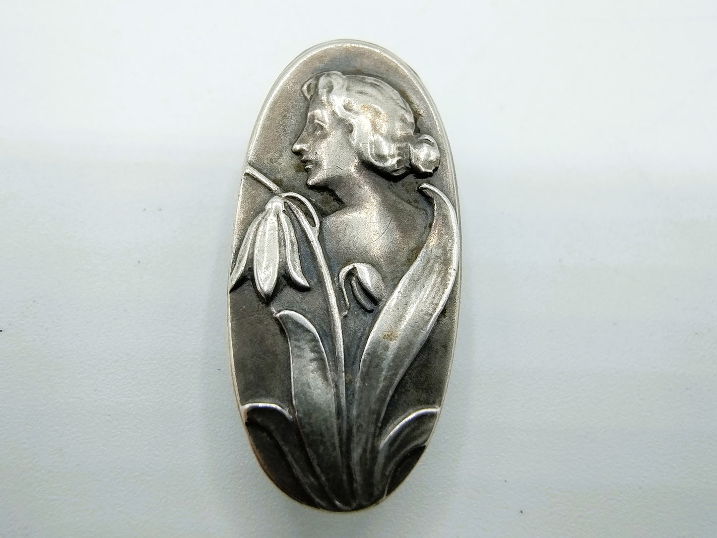 Zilveren Art nouveau hanger / schuifje