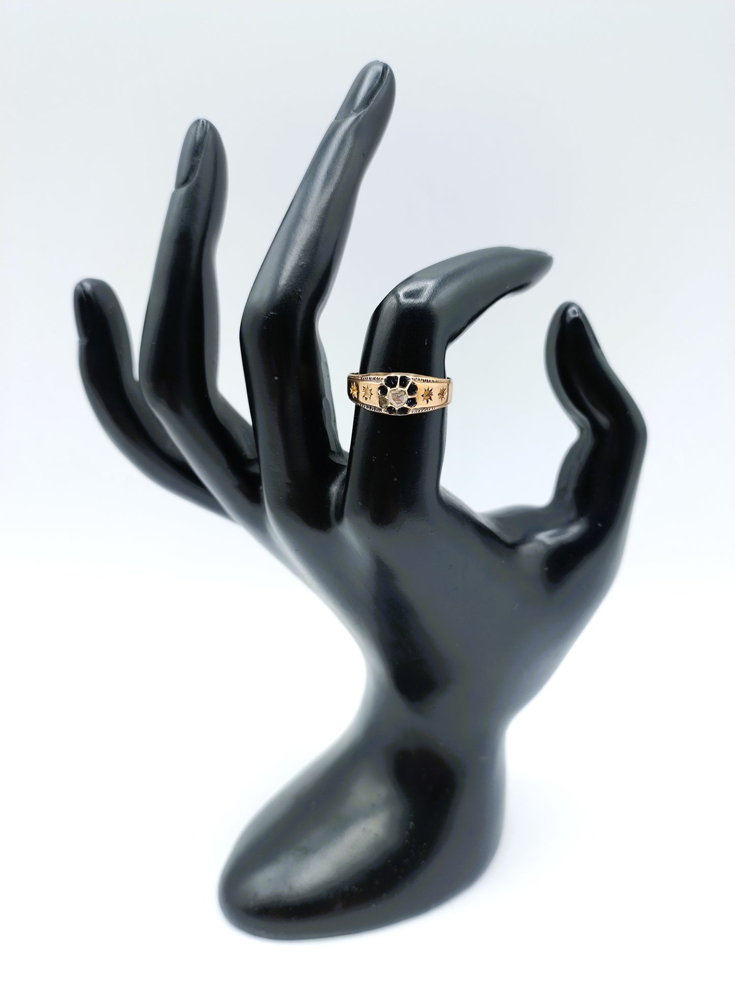 Gold ring set with rose diamond, 17 mm
