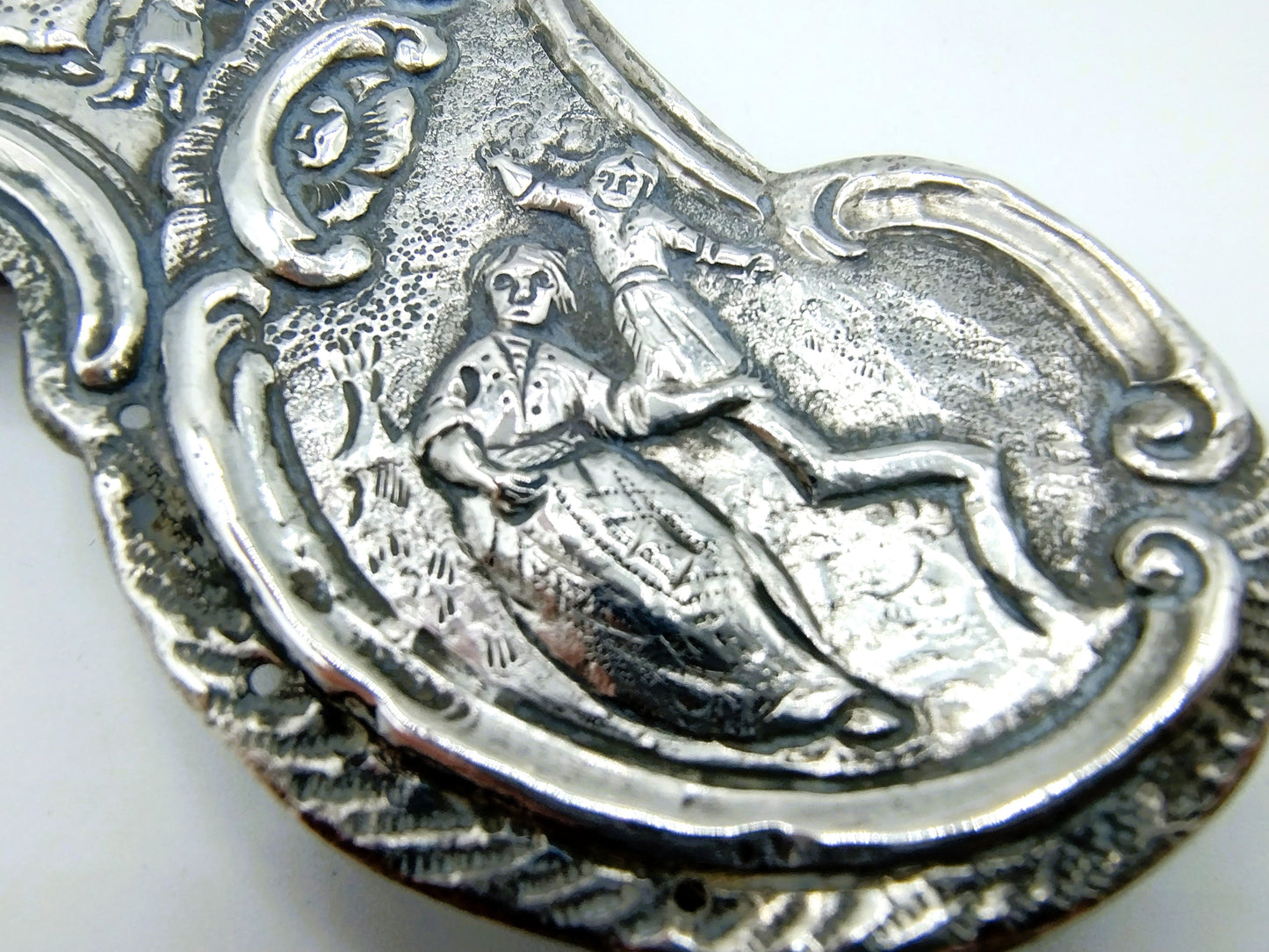 Silver bag bracket with bag hook, including GL Schuiten, Groningen, ca. 1805