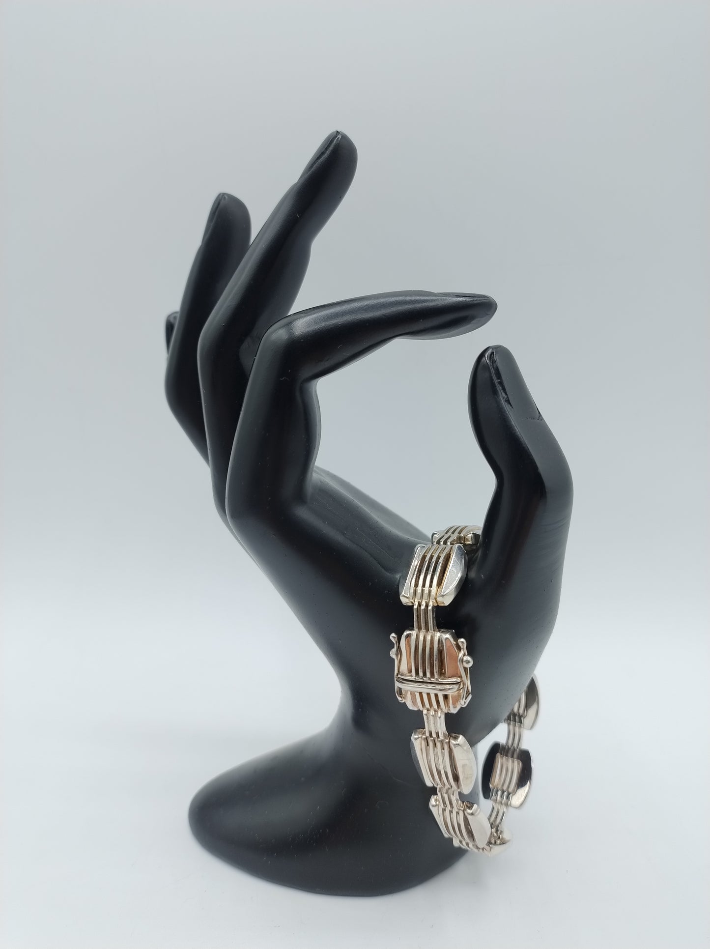 Zilveren schakelarmband, 19 cm