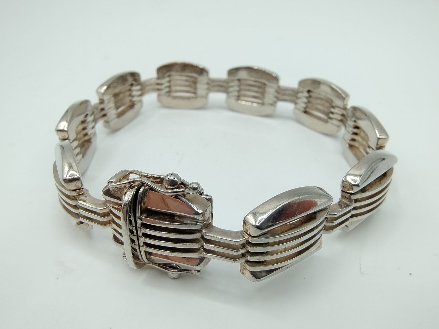 Zilveren schakelarmband, 19 cm
