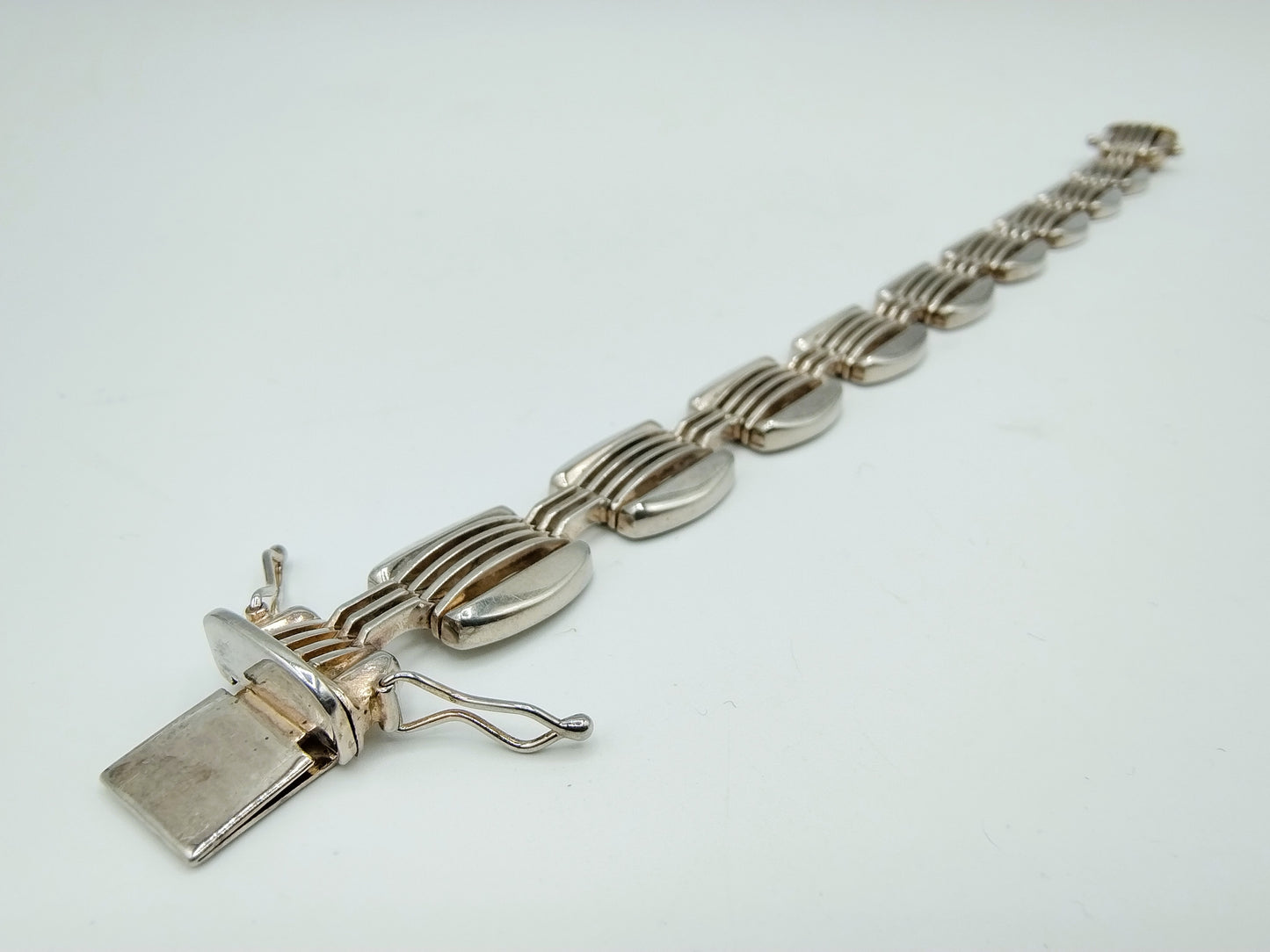 Zilveren schakelarmband, 19 cm
