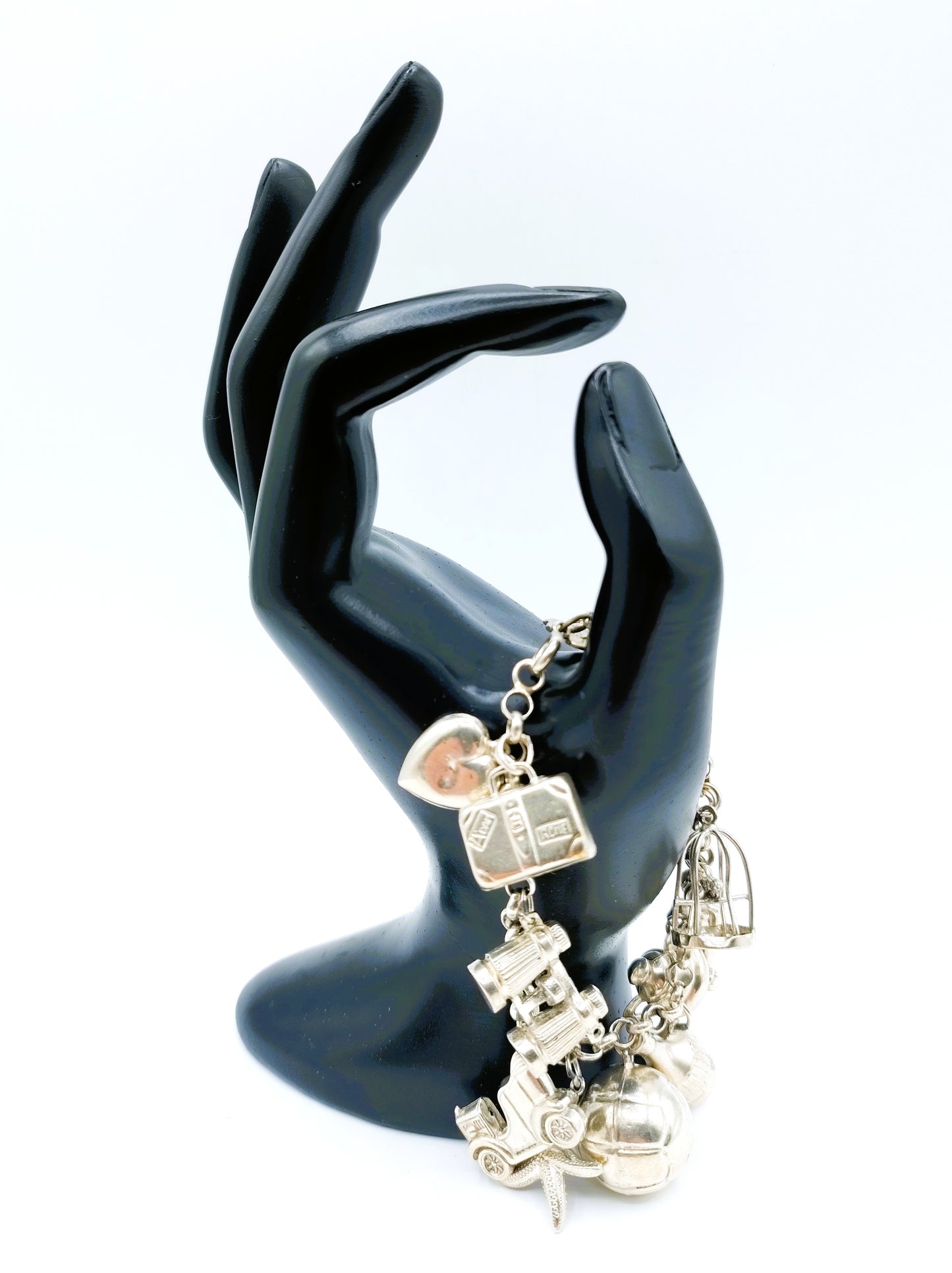 Zilveren bedelarmband met 11 bedels, 18 cm