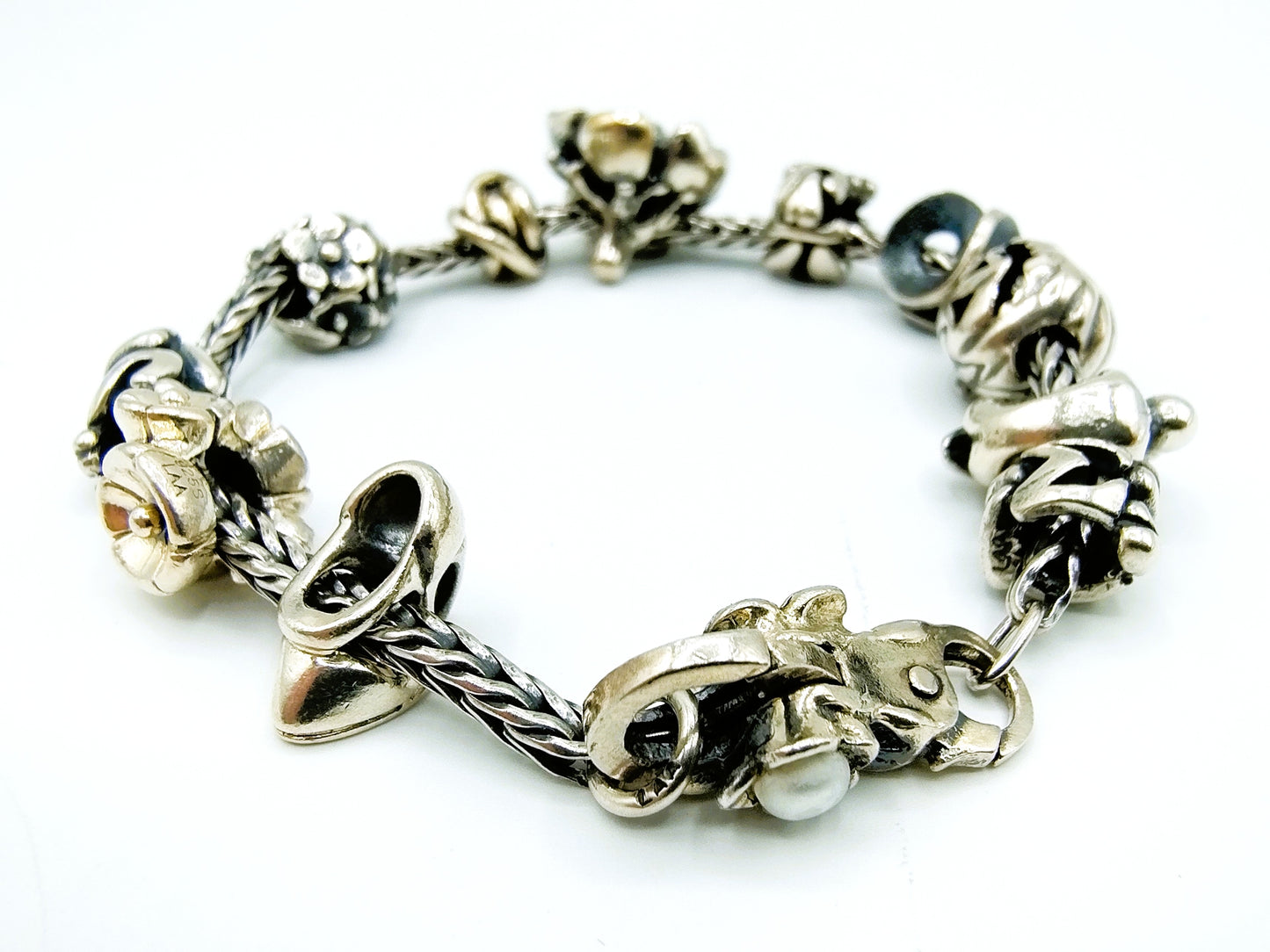 Silbernes Bettelarmband von Trollbeads, 19,5 cm