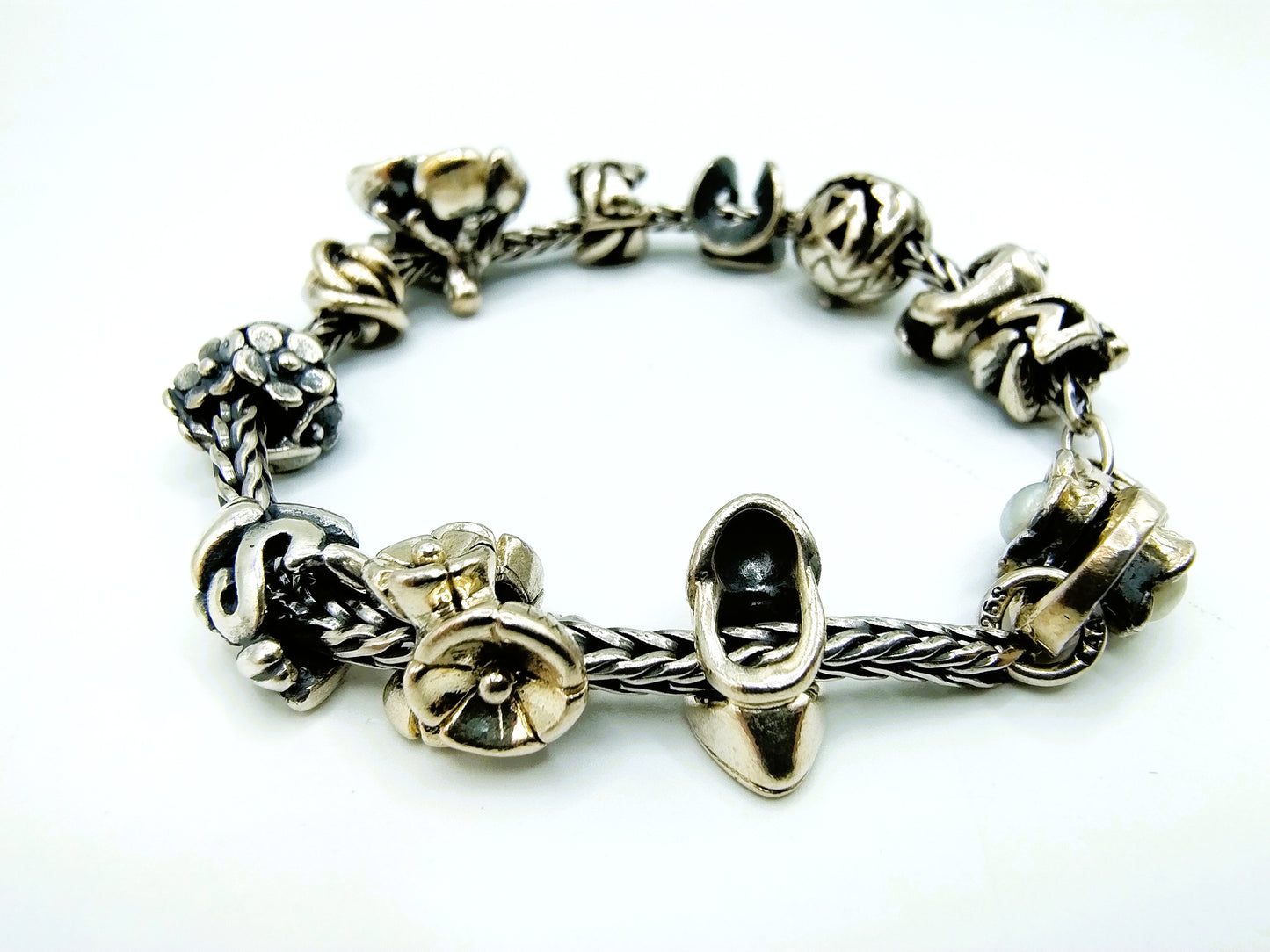 Silbernes Bettelarmband von Trollbeads, 19,5 cm