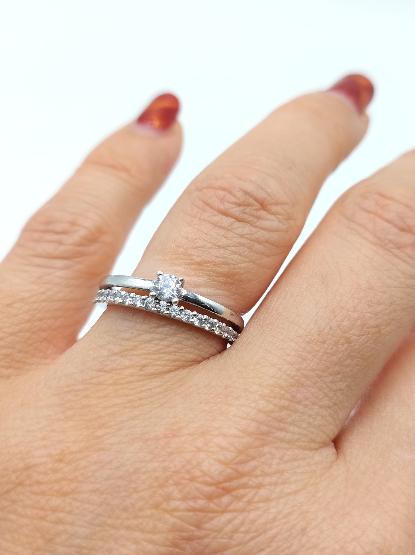 Silver ring with zirconia, 18 mm