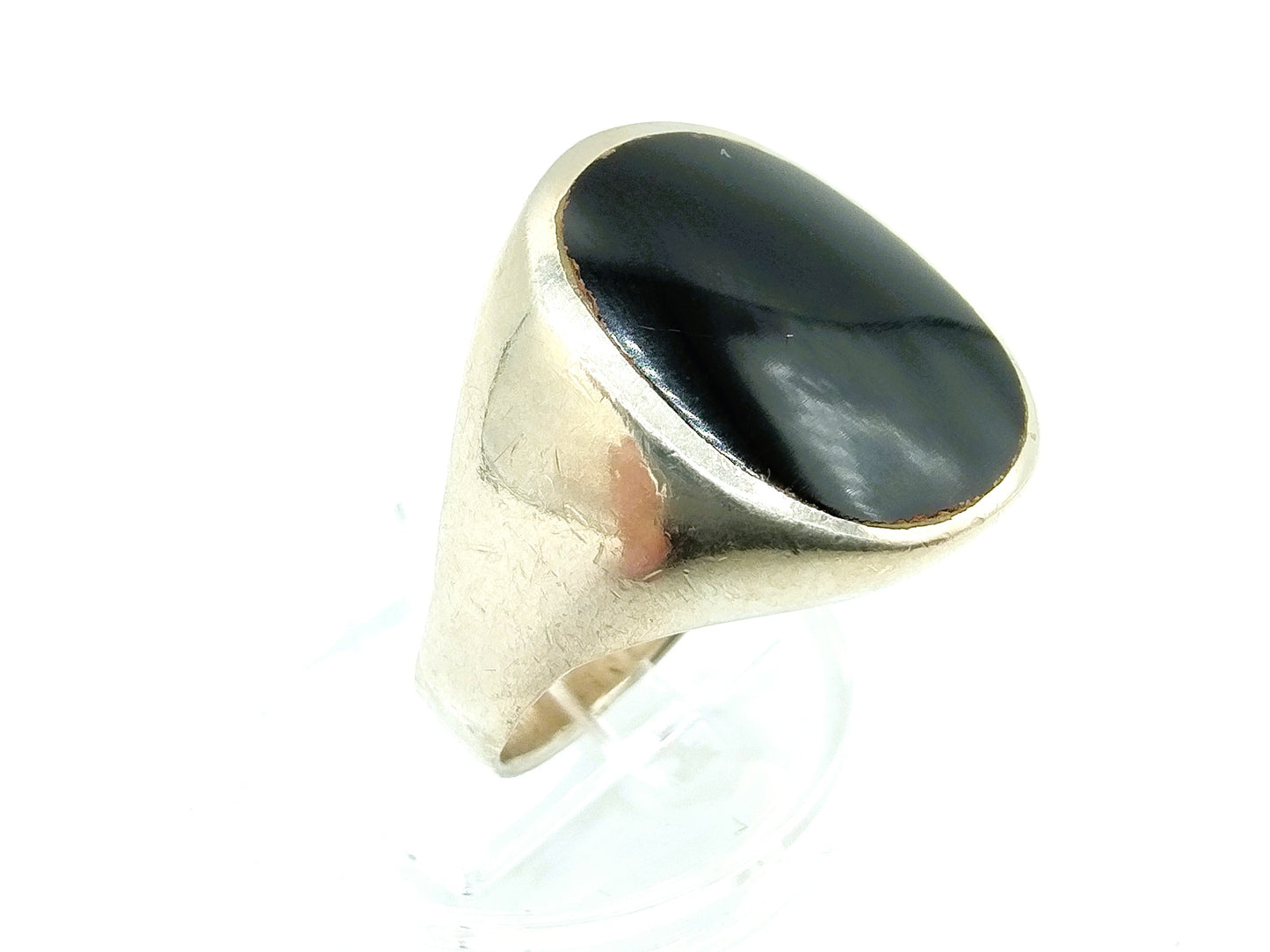 Silver signet ring with Onyx, 17.5 mm