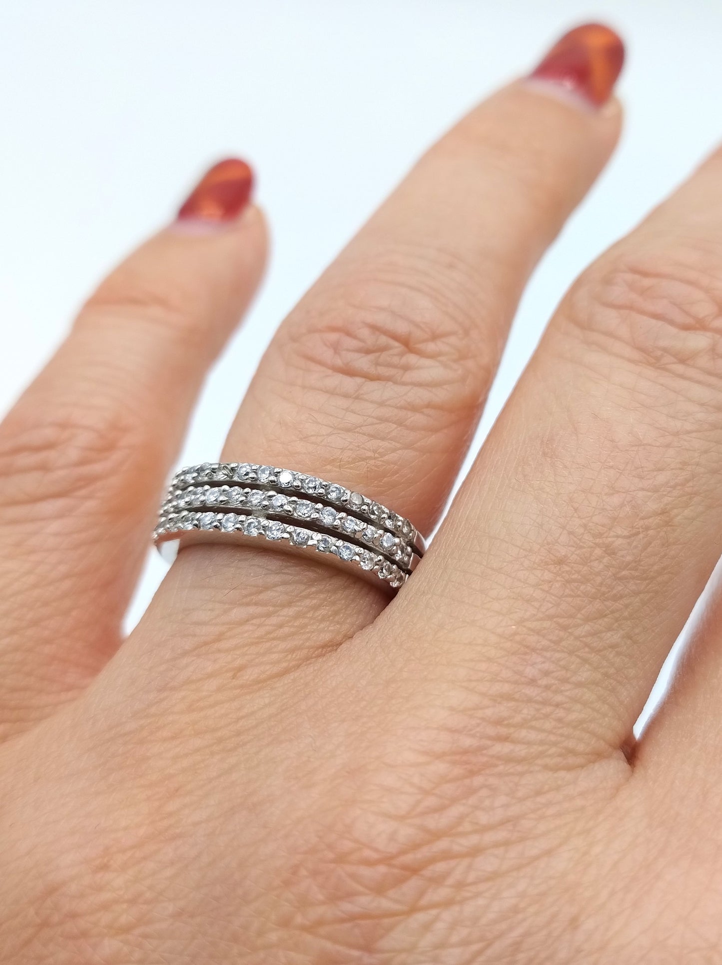 Silver ring with zirconia, 17 mm