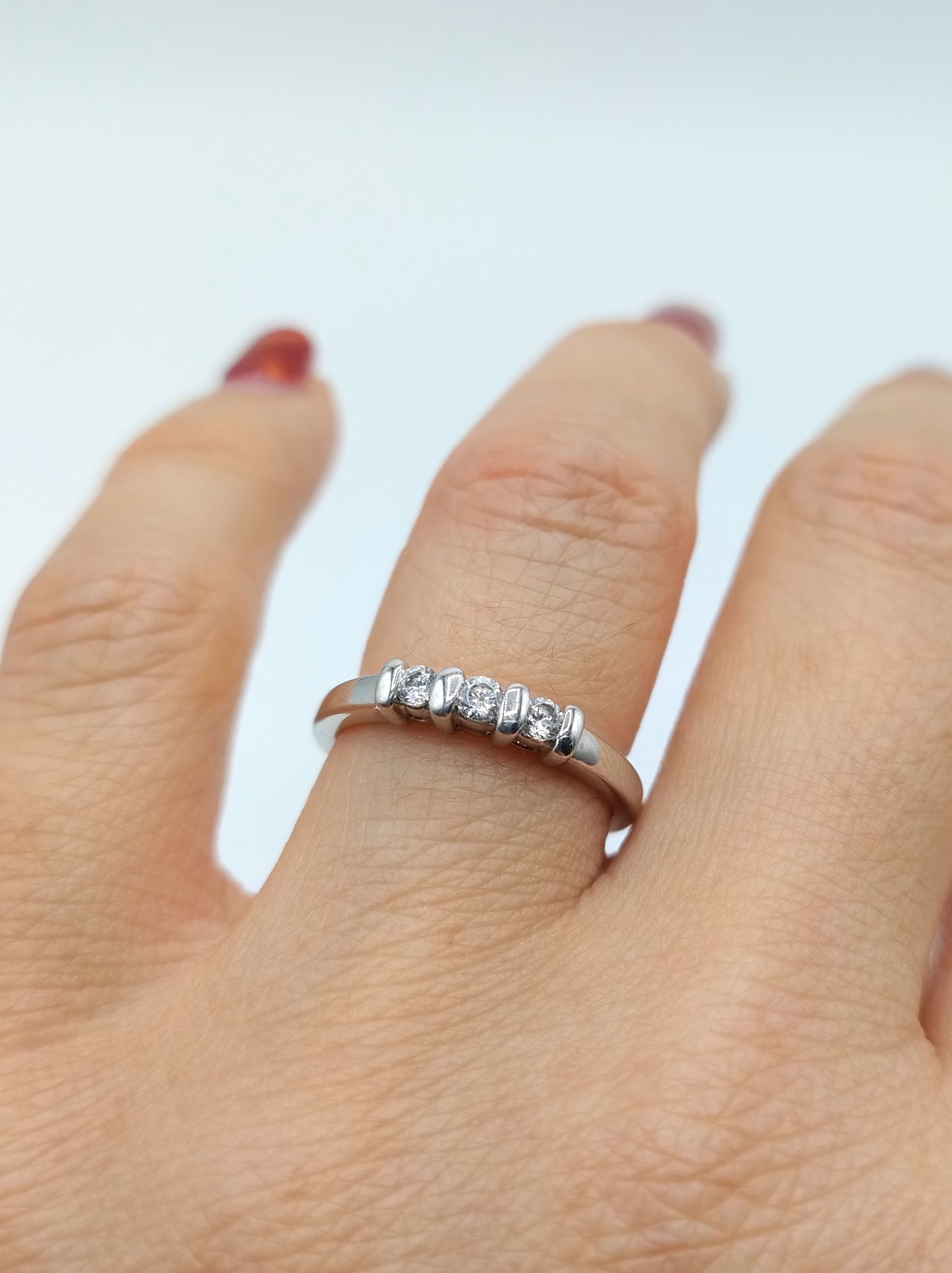 Silver ring with zirconia, 17 mm