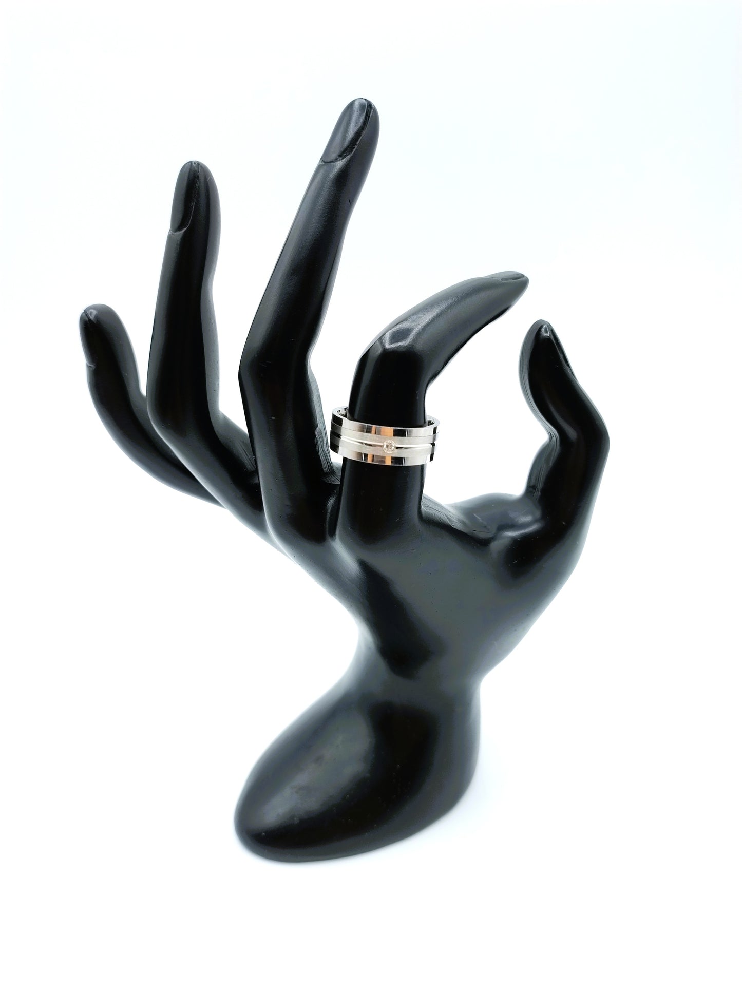Silberring mit Diamant, 18 mm