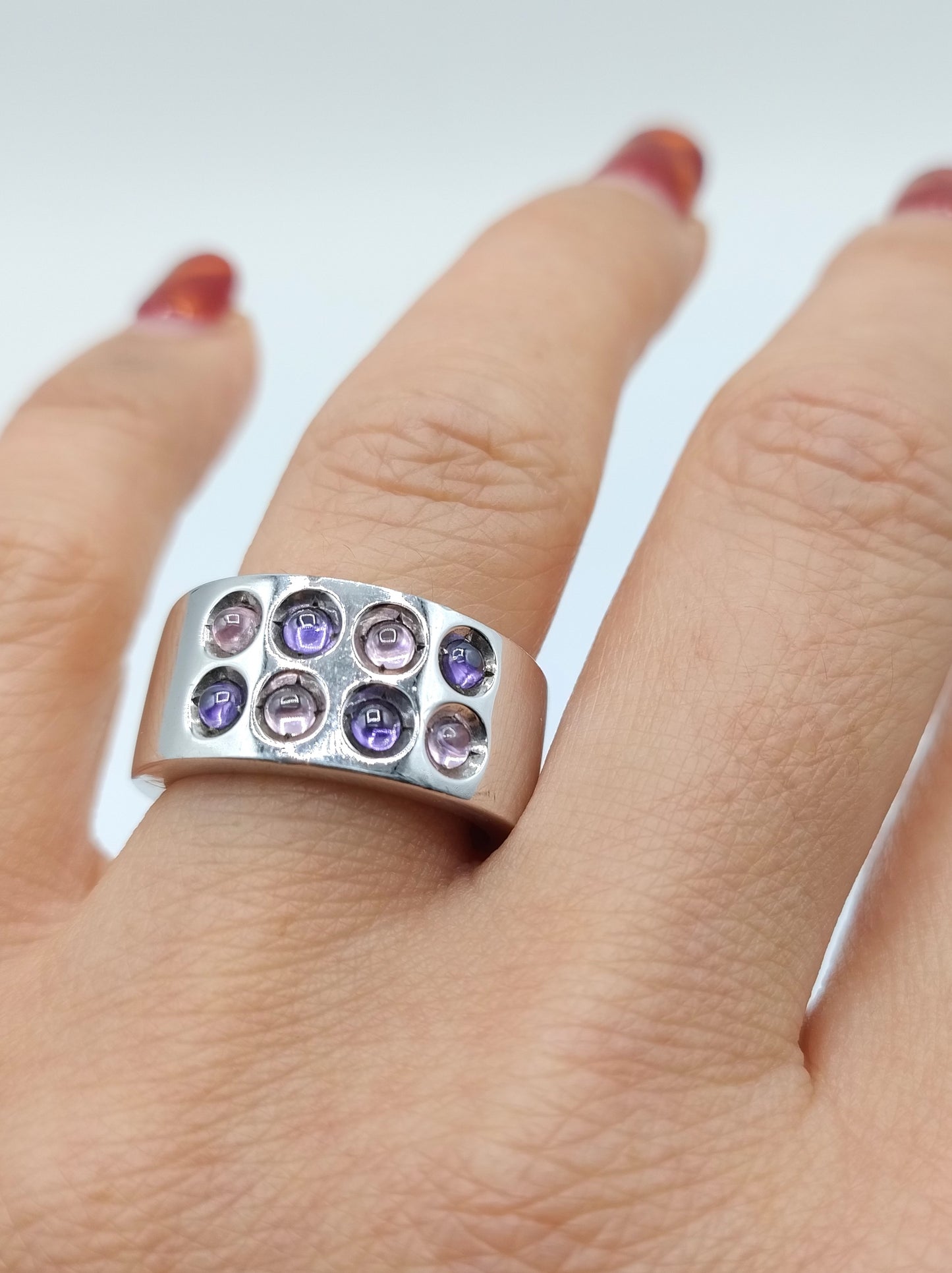 Silver wide Zinzi ring with zirconia, 18 mm