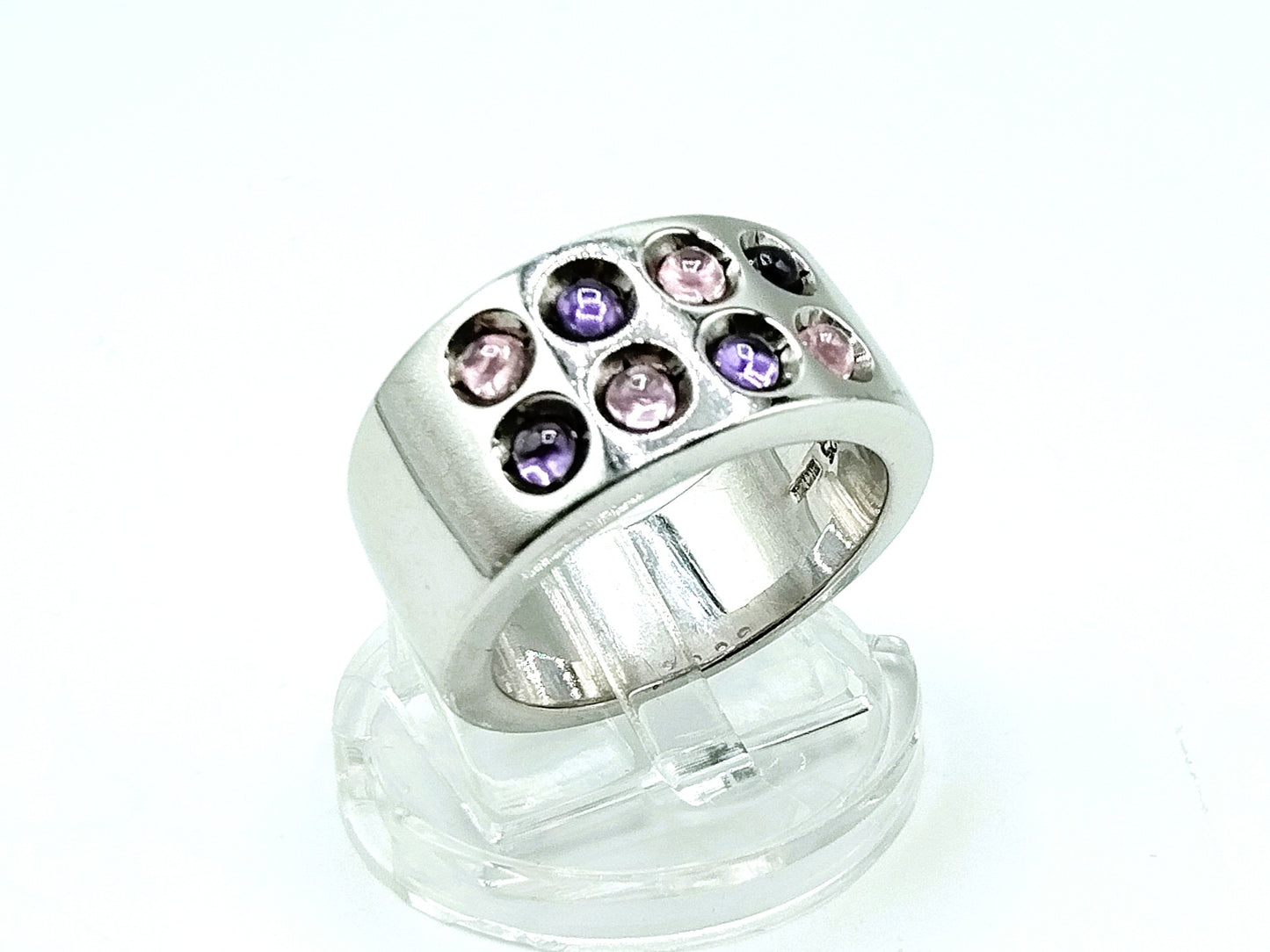 Silver wide Zinzi ring with zirconia, 18 mm