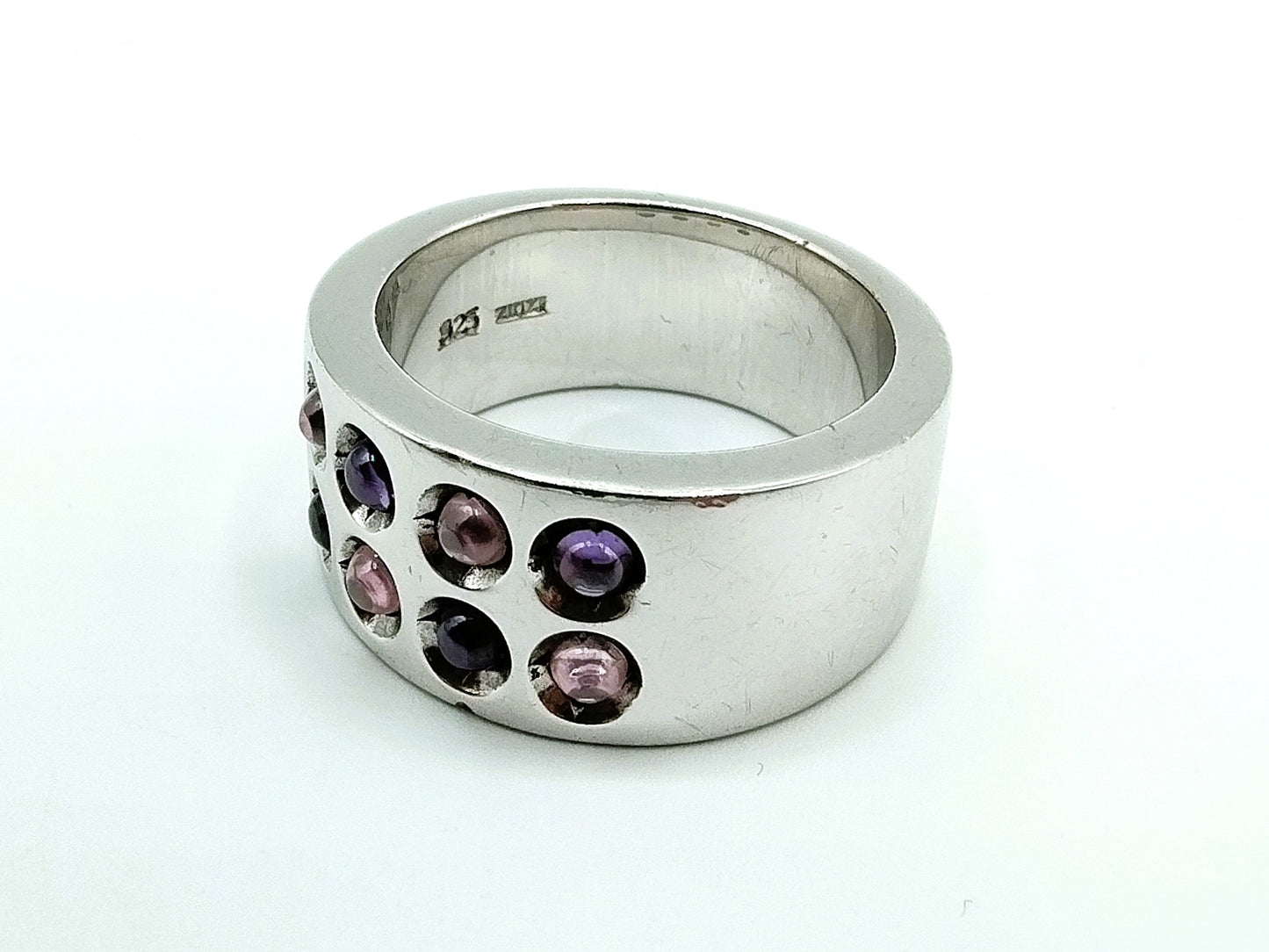 Silver wide Zinzi ring with zirconia, 18 mm