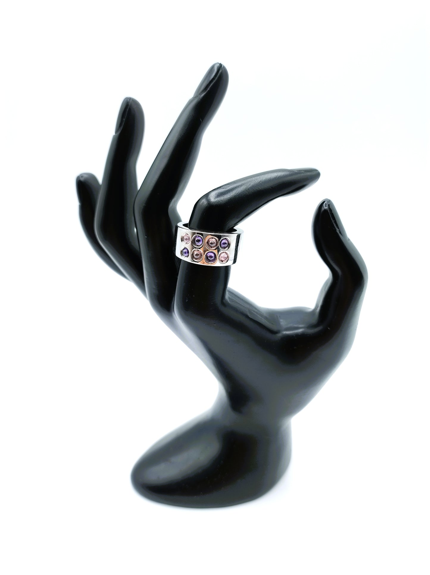 Silver wide Zinzi ring with zirconia, 18 mm