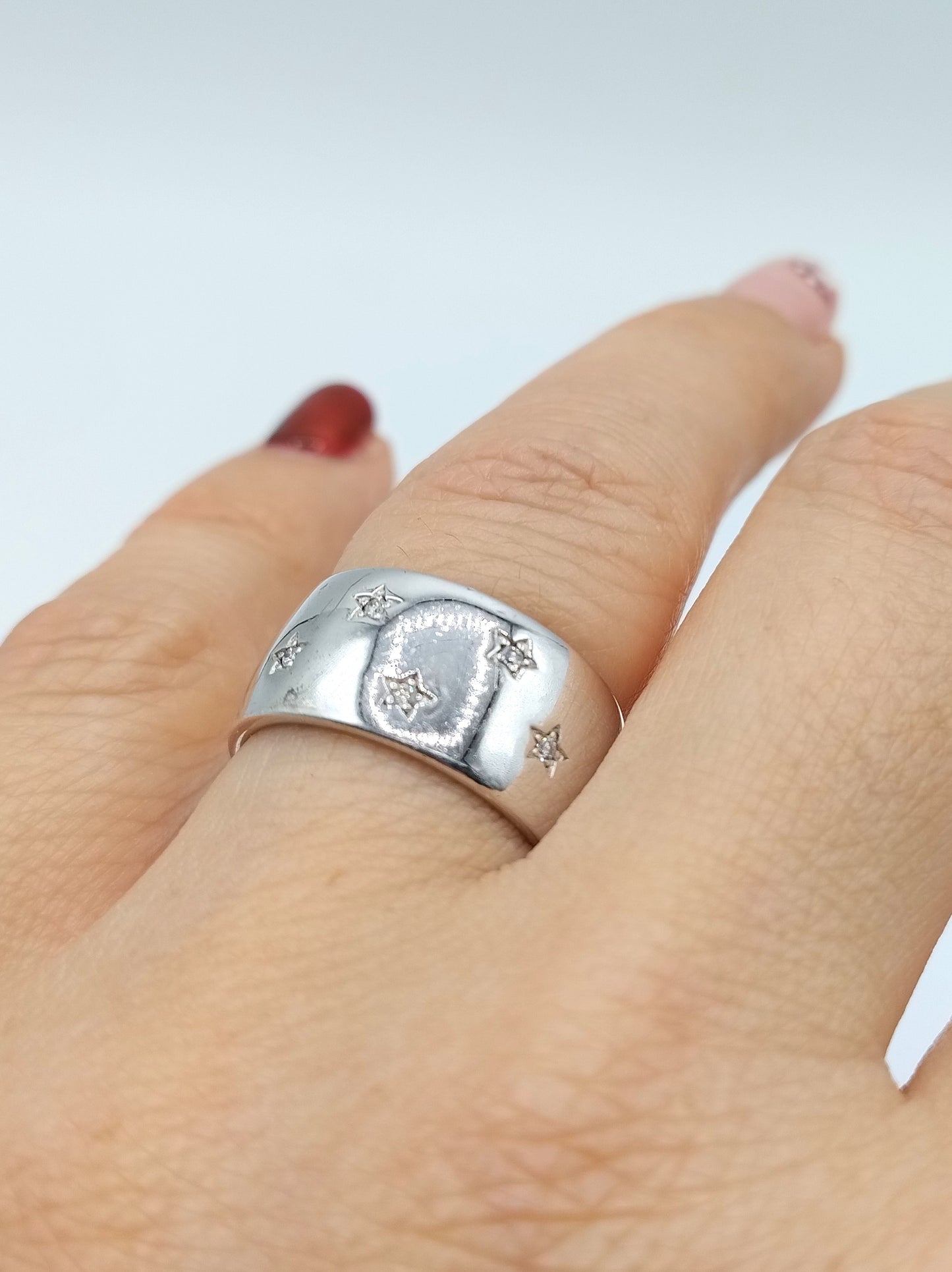 Silver ring with zirconia, 17 mm