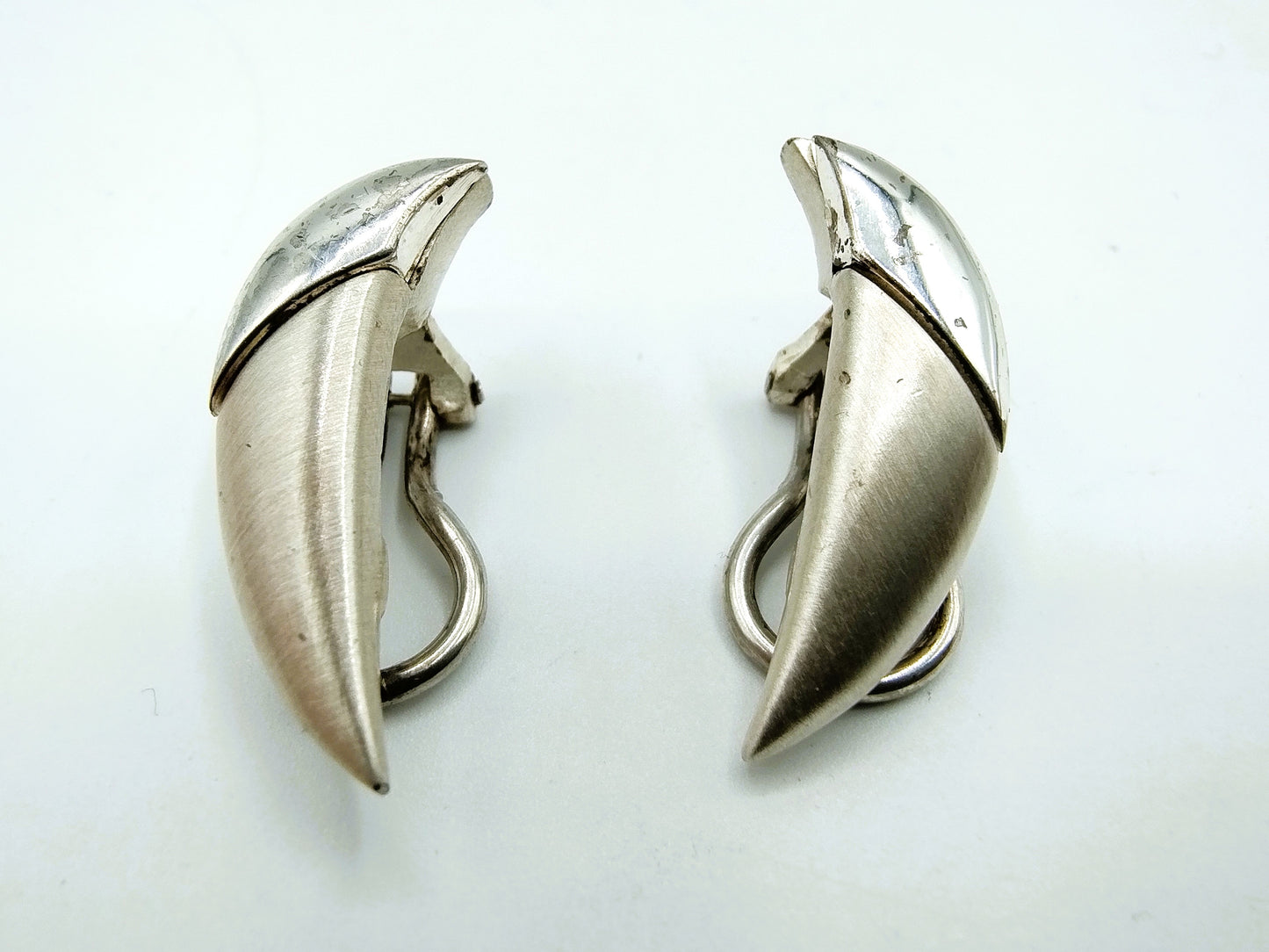 Zilveren design oorbellen, clip, 925