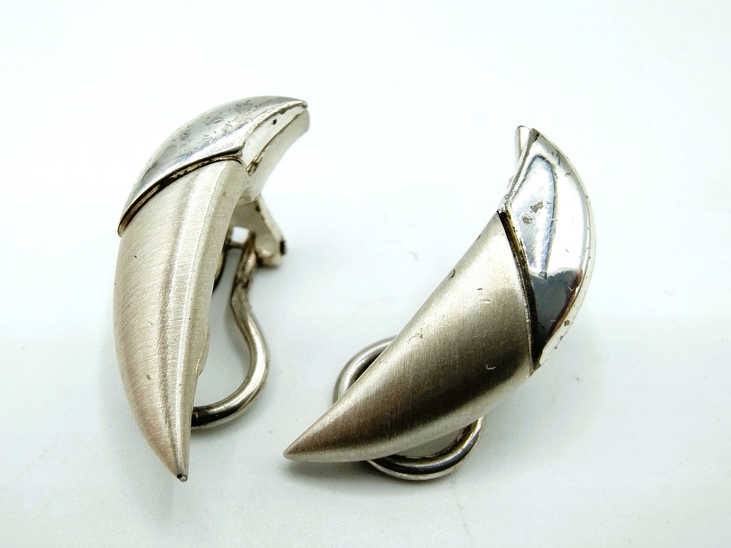 Zilveren design oorbellen, clip, 925