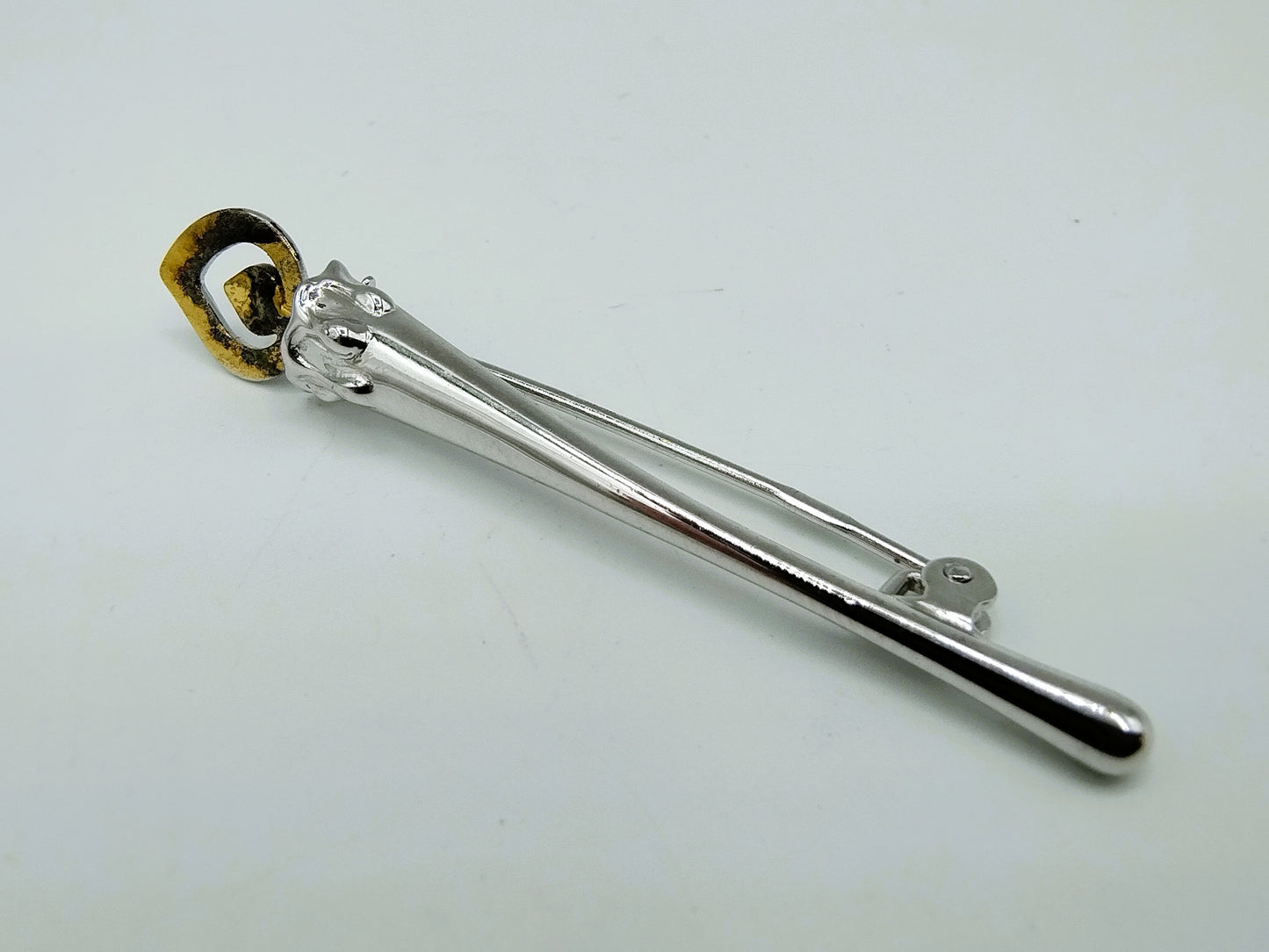 Silver brooch with candle, T. Klots, Pforzheim, Germany