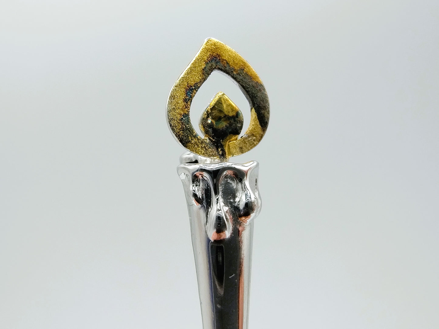 Silver brooch with candle, T. Klots, Pforzheim, Germany