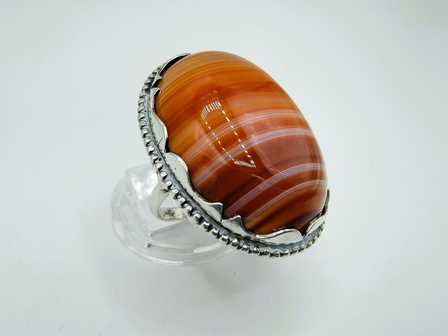 Zilveren ring met agaat, 835, 17,5 mm