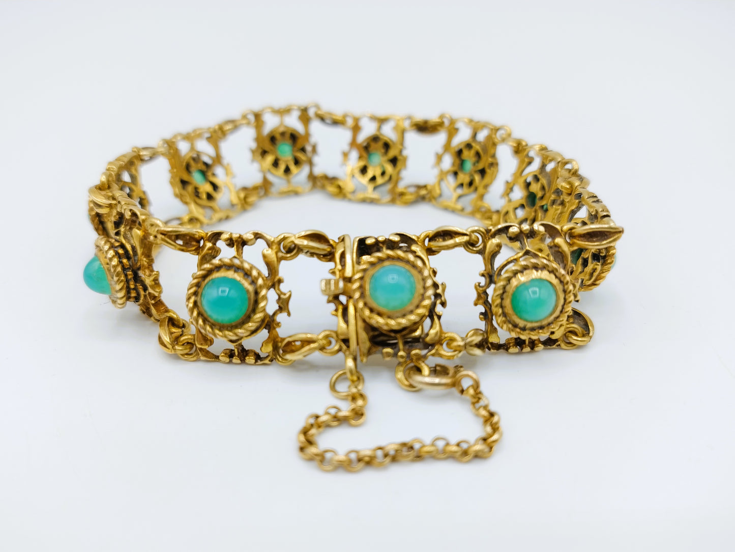 Zilveren armband met blauwe stenen, R. Ranft, Oostenrijk, 18,5 cm.