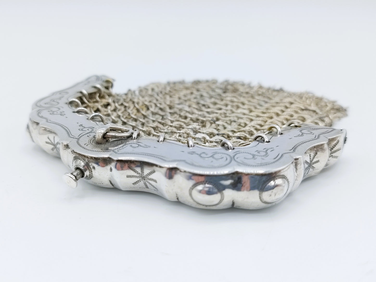 Silver purse clasp with chain mail, H. Copier, Schoonhoven, 1914