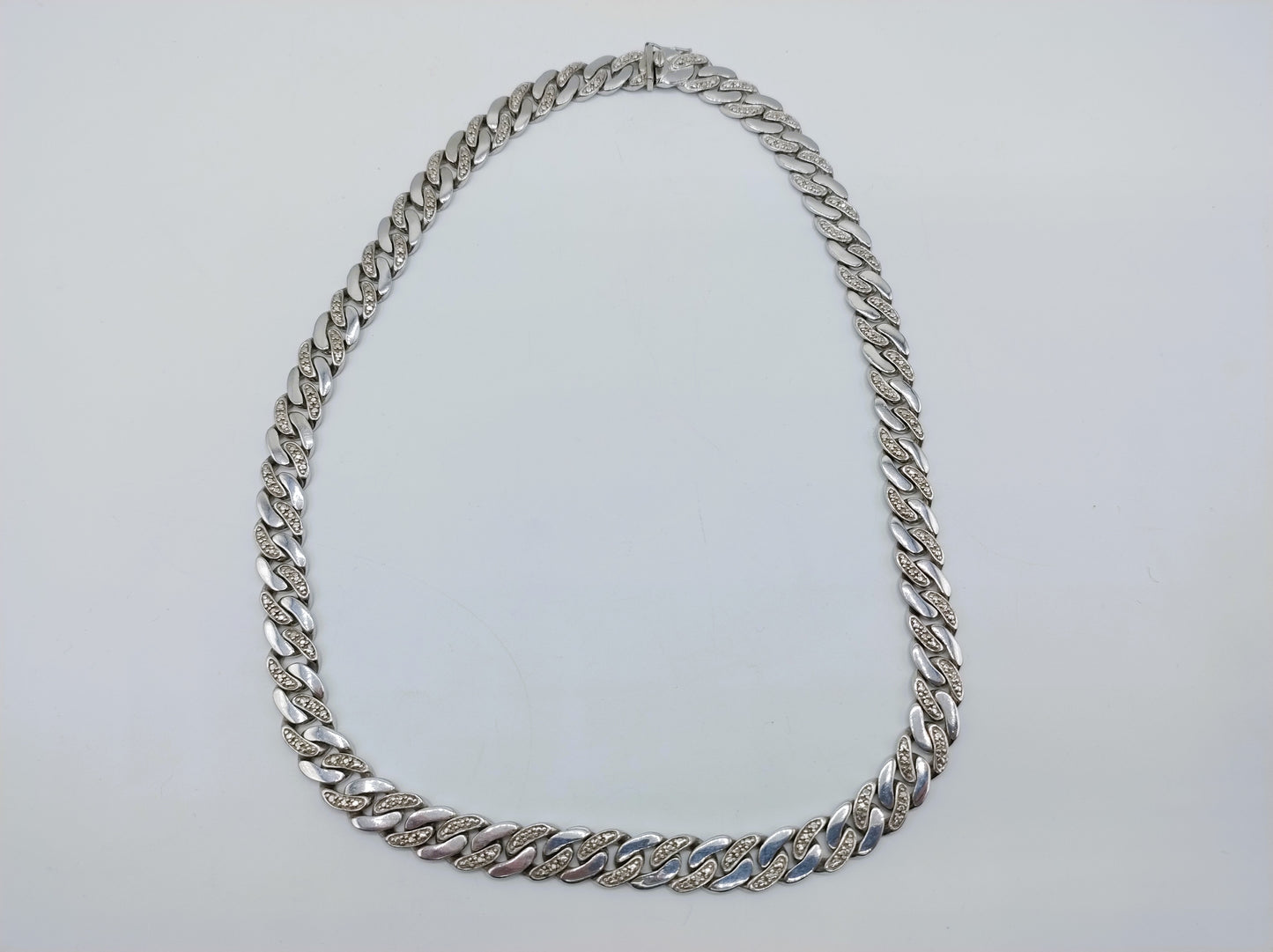 Silver link chain for men, 46 cm.