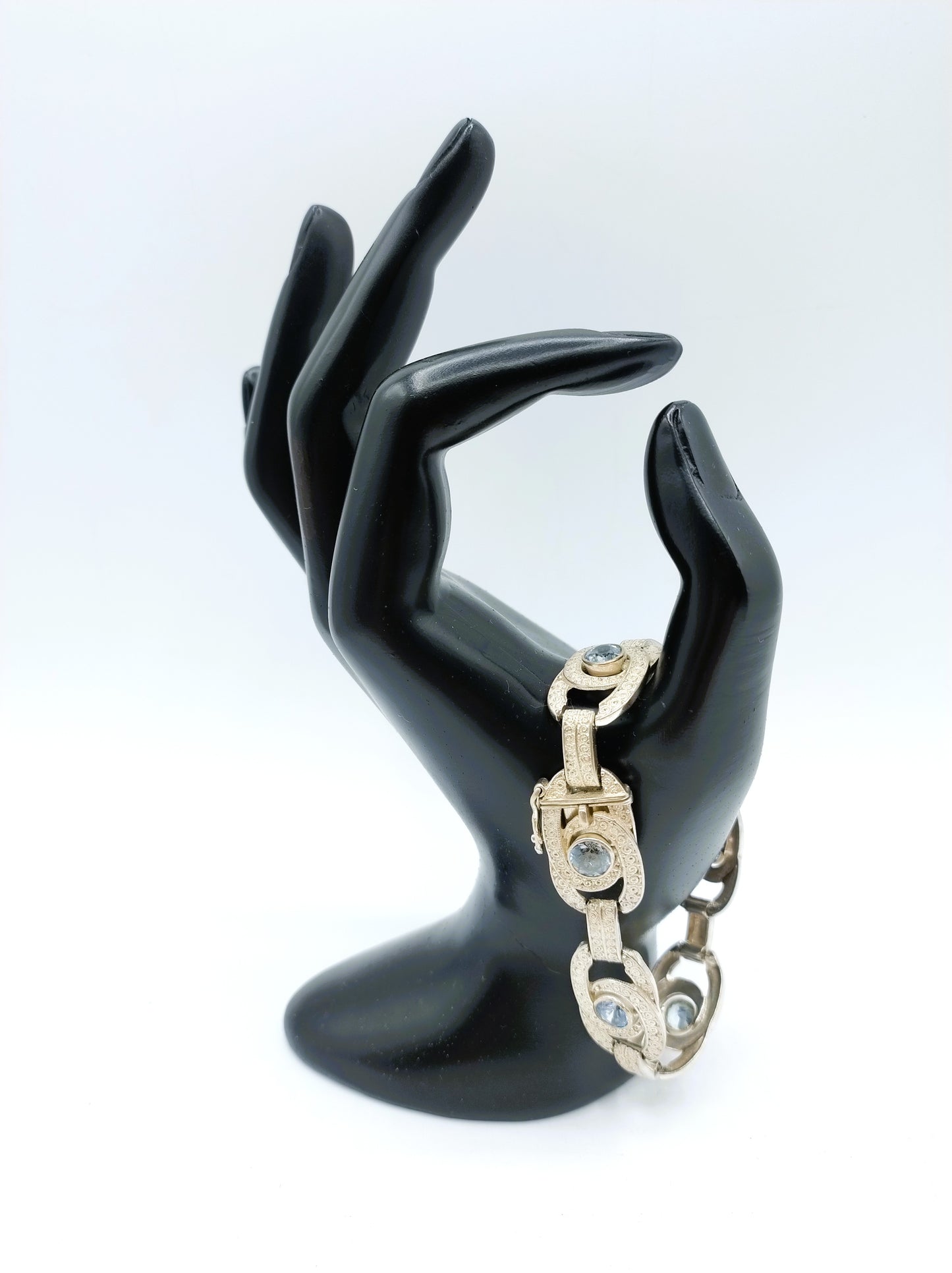 Zilveren armband met blauwe stenen, 18,5 cm