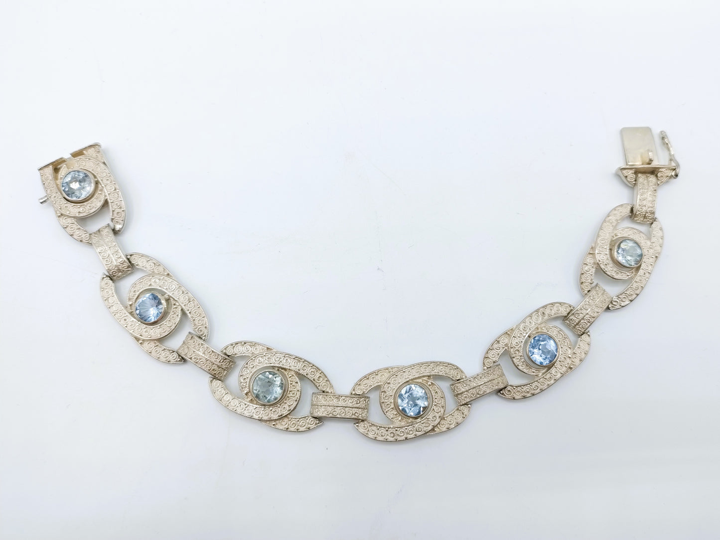 Zilveren armband met blauwe stenen, 18,5 cm