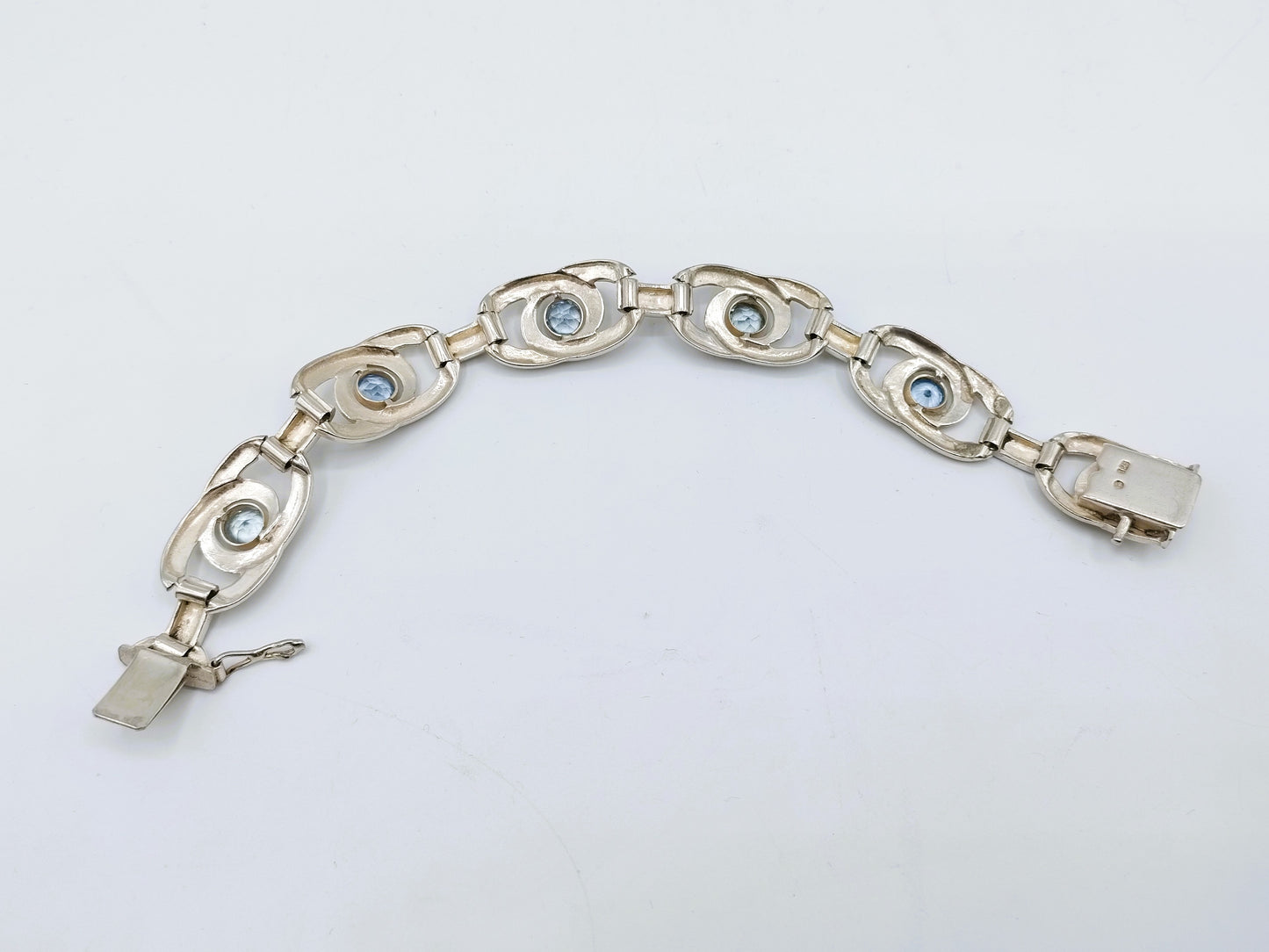 Zilveren armband met blauwe stenen, 18,5 cm
