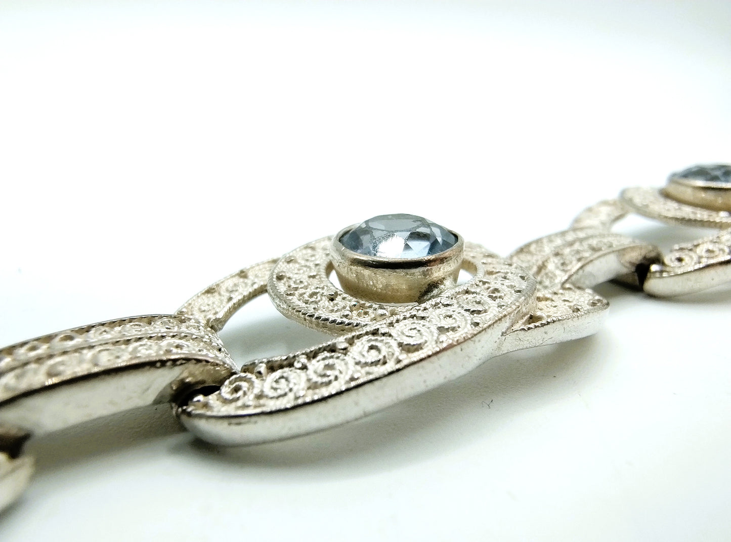 Zilveren armband met blauwe stenen, 18,5 cm