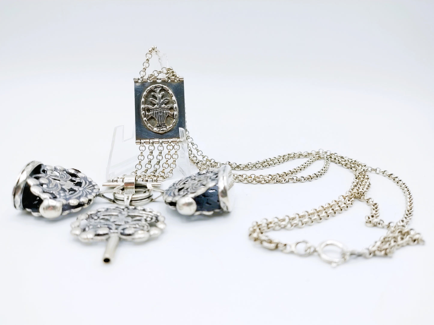 Silbernes Herren-Chatelaine, Fa. Niekerk, Schoonhoven, 41 cm.