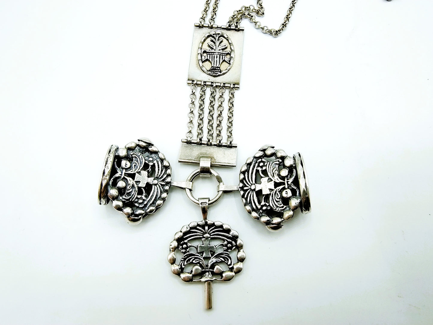 Silbernes Herren-Chatelaine, Fa. Niekerk, Schoonhoven, 41 cm.