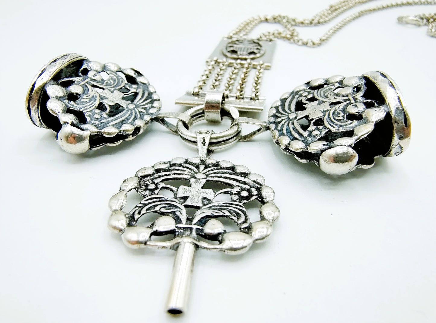 Silbernes Herren-Chatelaine, Fa. Niekerk, Schoonhoven, 41 cm.