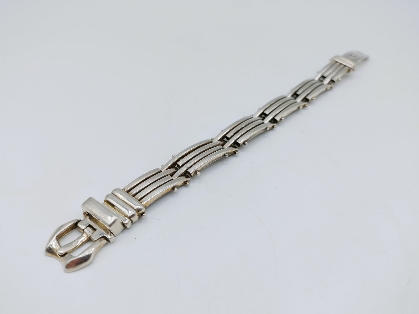Zilveren armband met gespsluiting, 20,5 cm.
