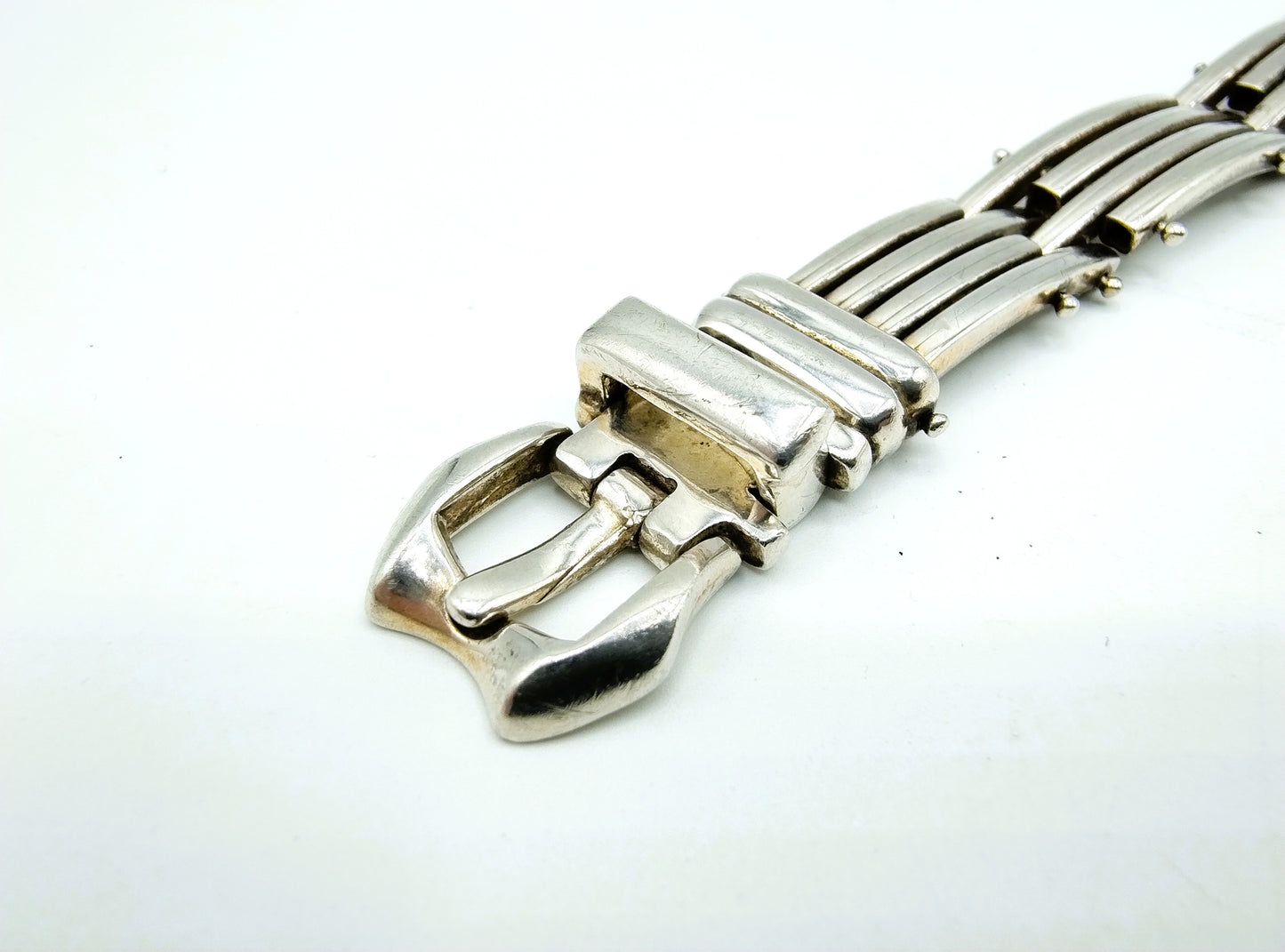 Zilveren armband met gespsluiting, 20,5 cm.