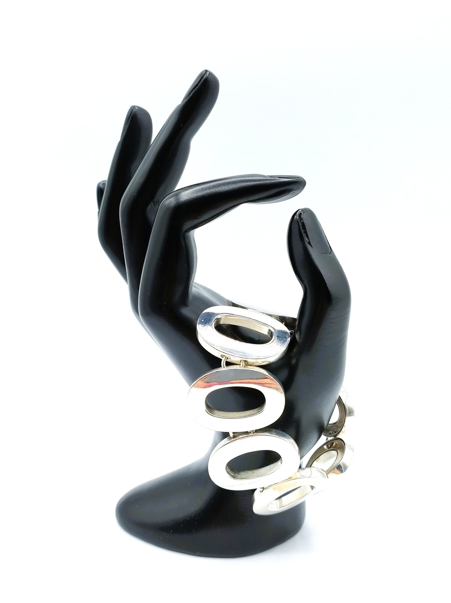 Heavy silver design link bracelet, 20 cm