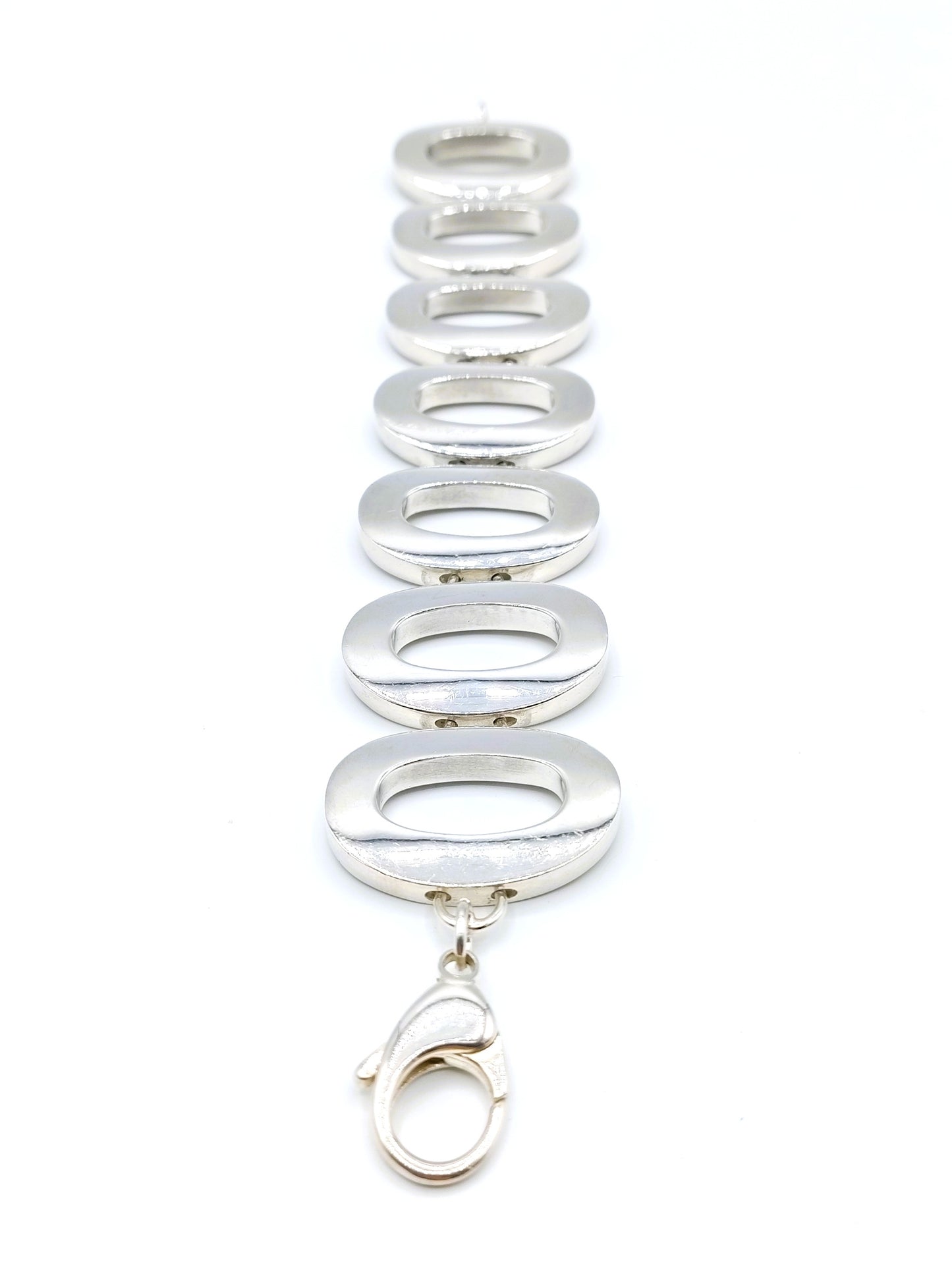 Heavy silver design link bracelet, 20 cm